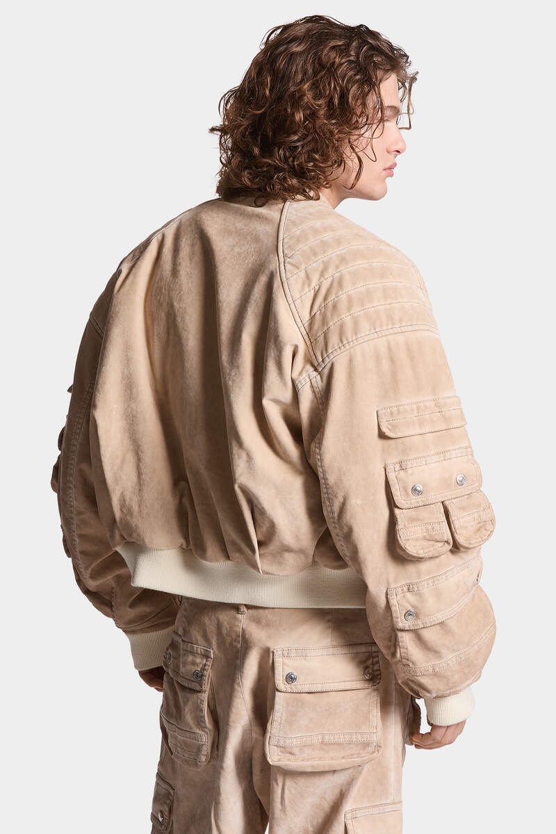 FLOCK DENIM GRUNGE CARGO BIKER JACKET - 4