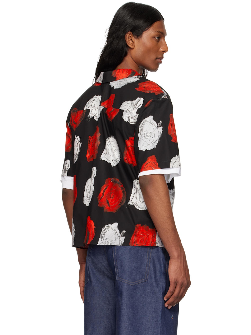 Black Mercury Print Poplin Bowling Shirt - 3