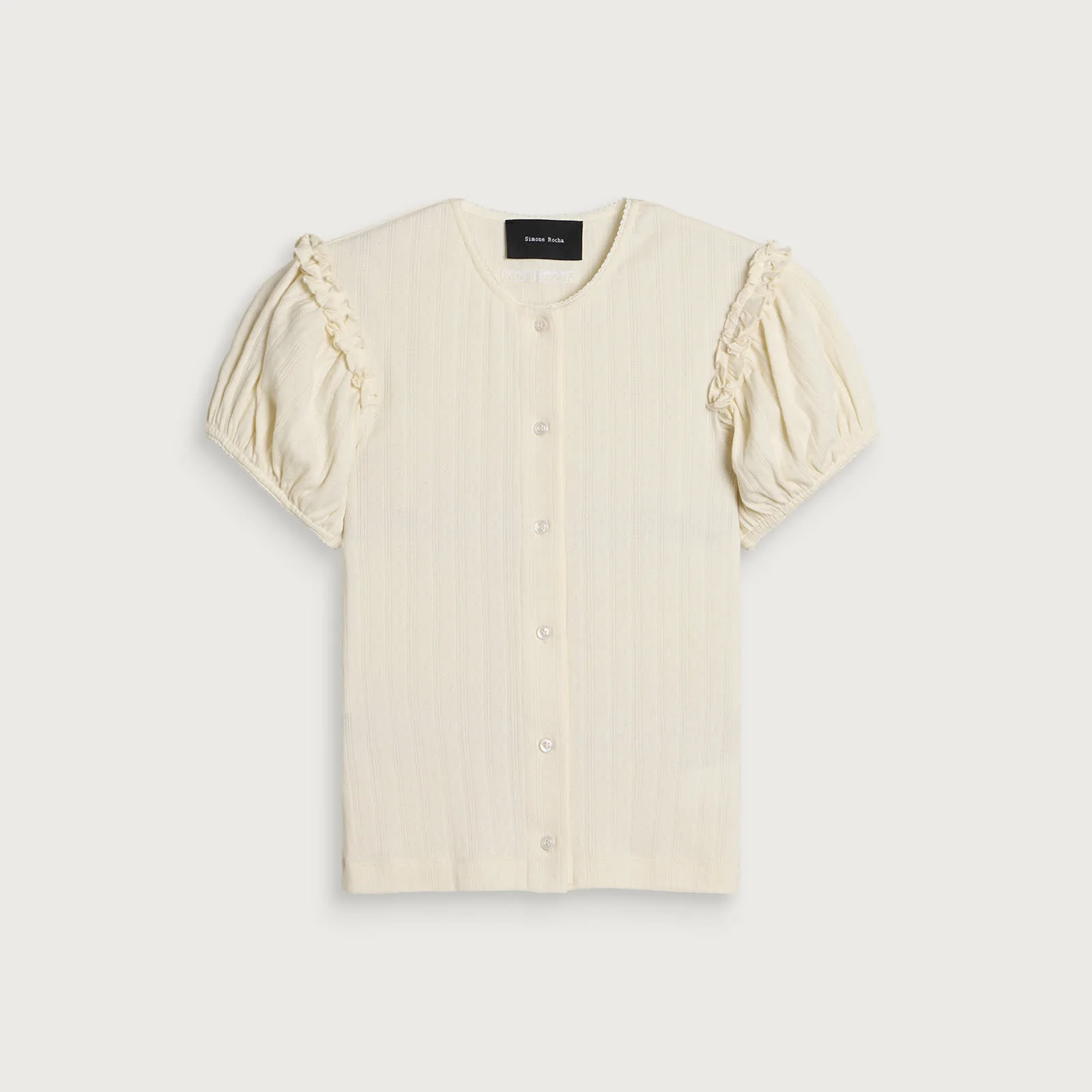 Simone Rocha Pointelle Puff Sleeve Cardigan - 1