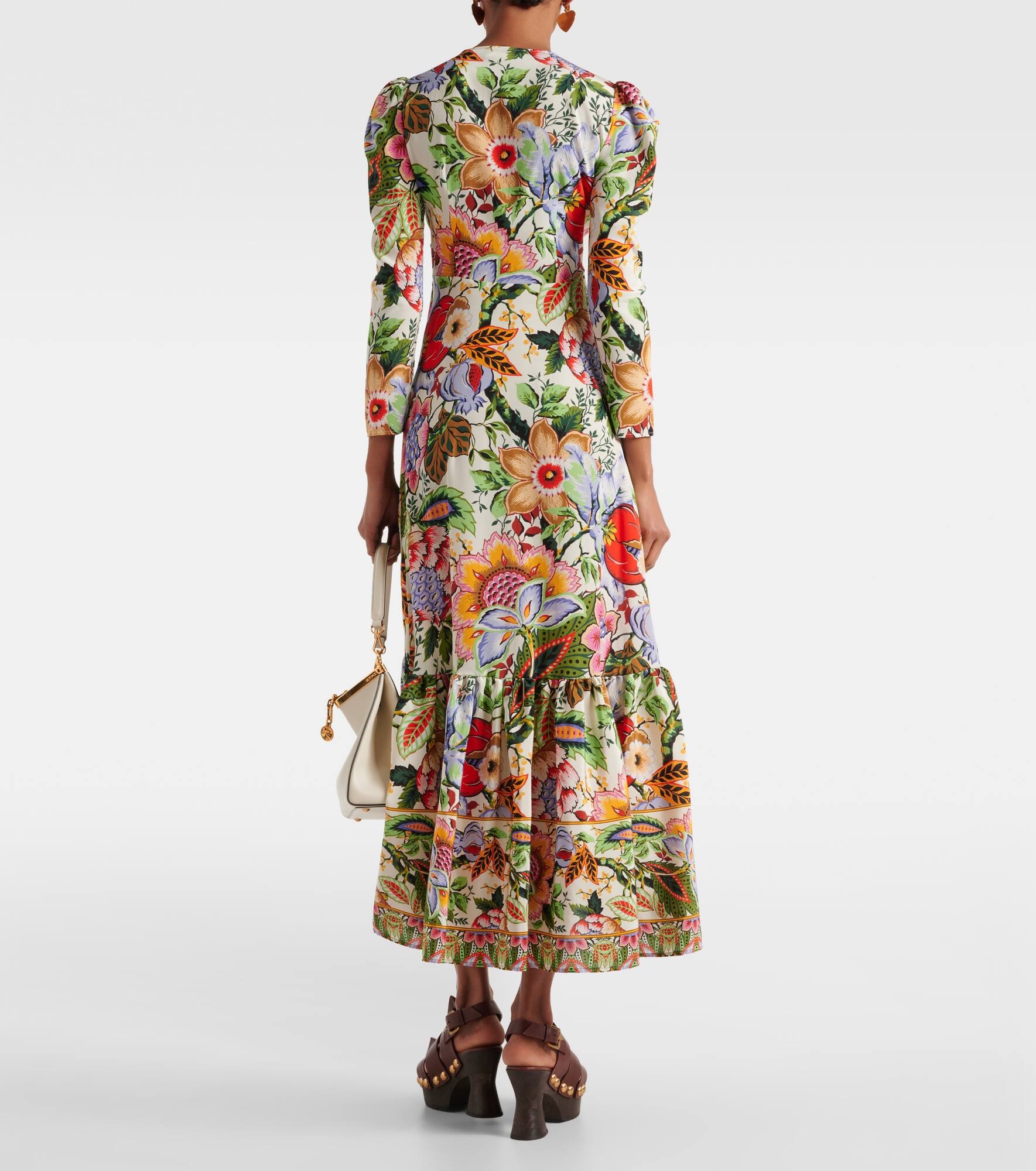 Floral silk midi dress - 3