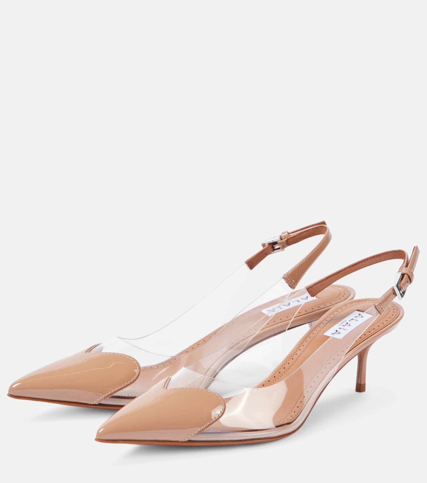 Le Cœur patent leather and PU slingback pumps - 5