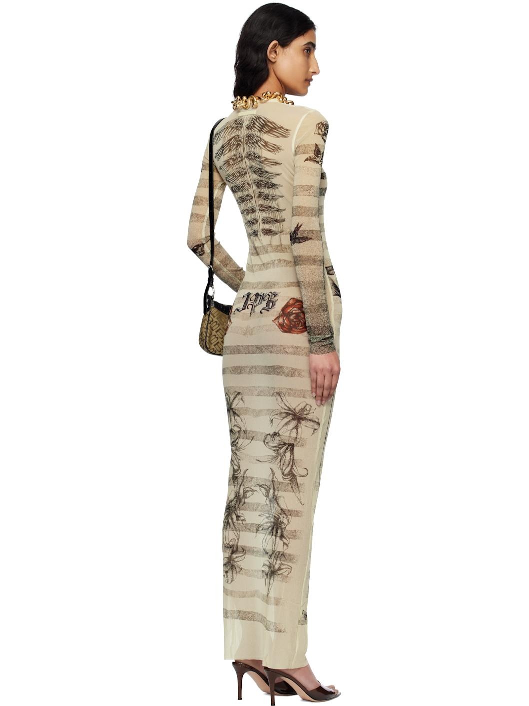 Beige 'The Tattoo Marinière' Maxi Dress - 3