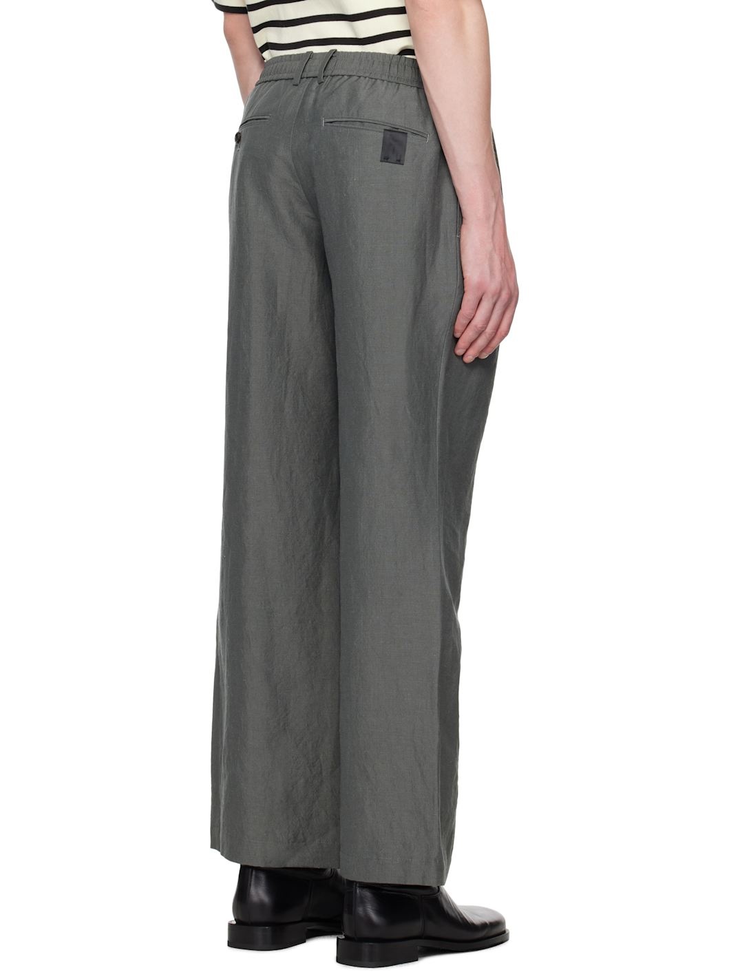 Gray Tucked Trousers - 3