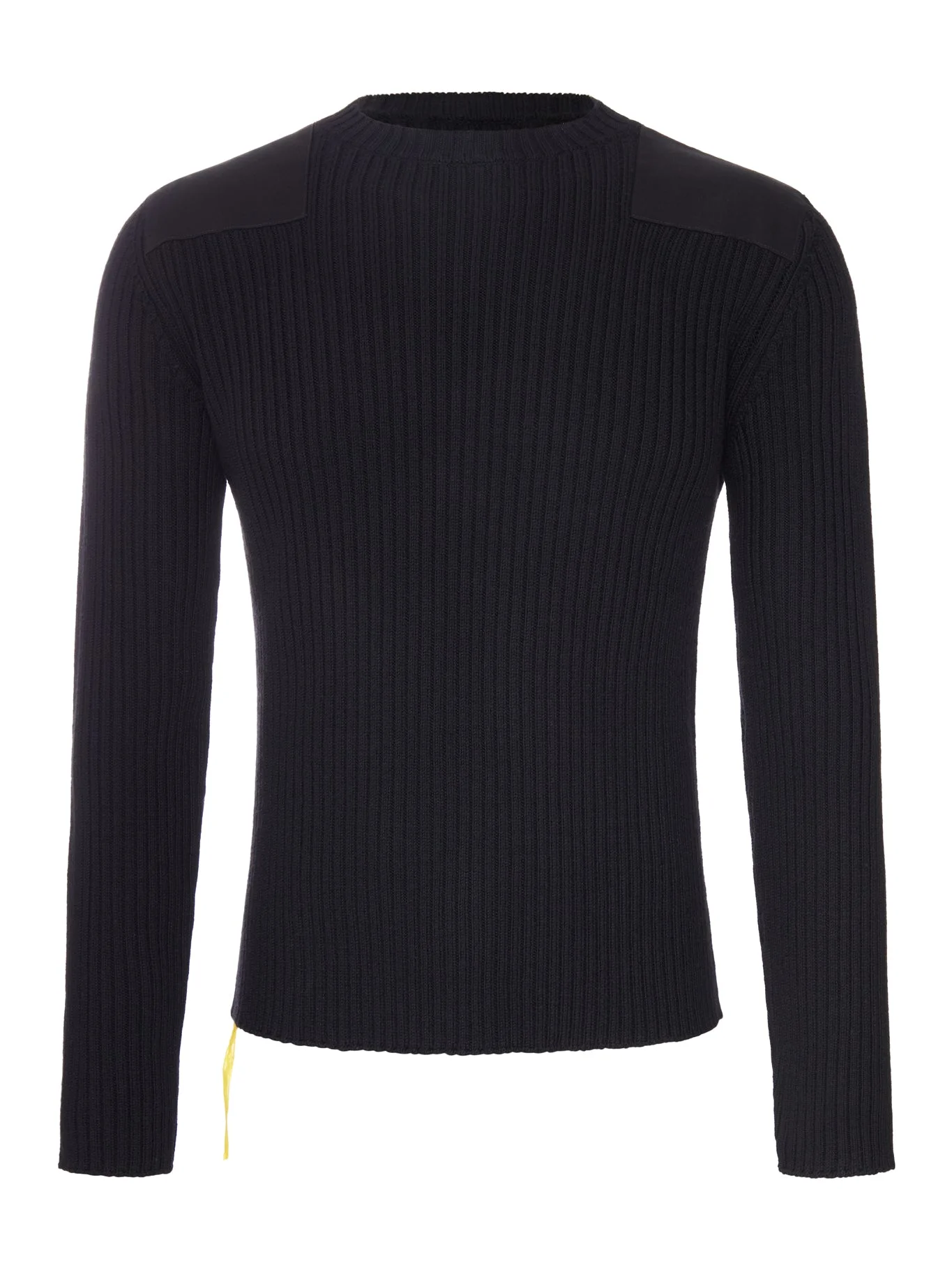 BLACK RIBBED SWEATER WITH SHOULDER DETAILS - 1