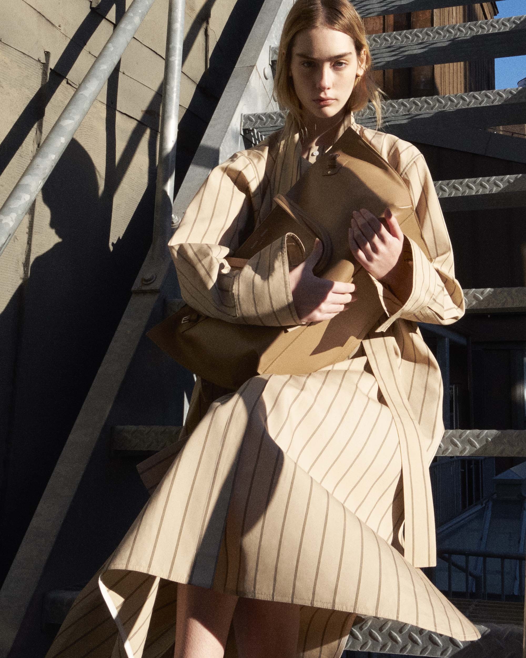 Phillipa Dress in Stripe Cotton Silk Poplin - 8