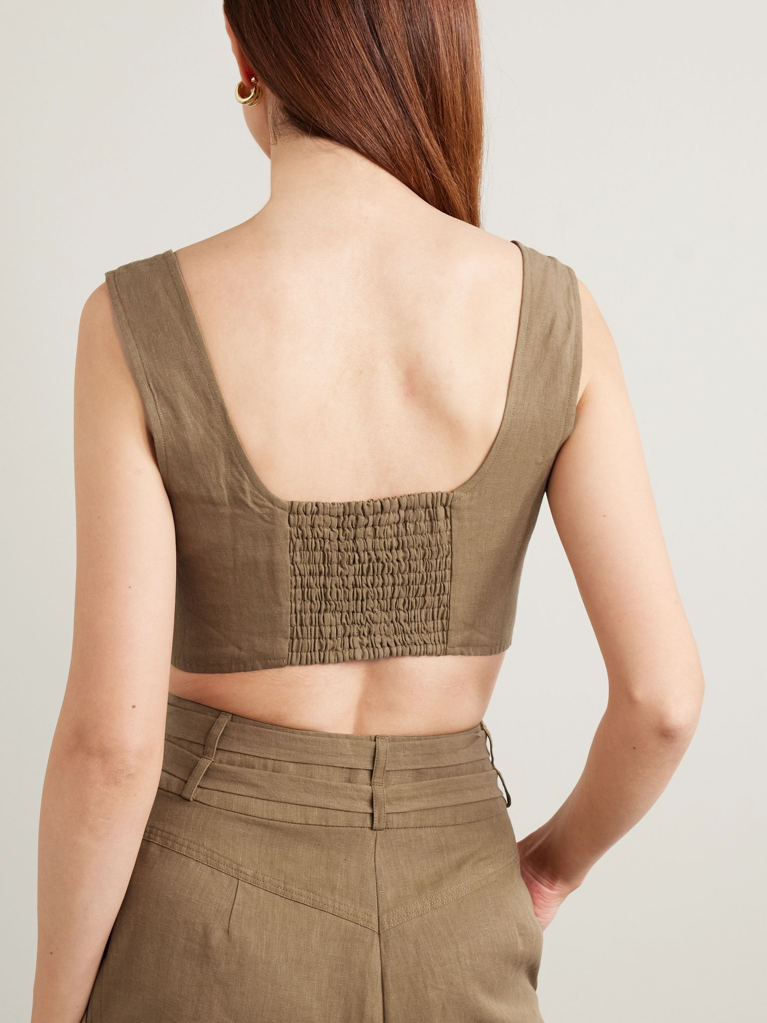 Jirja cropped linen top Brown - 4