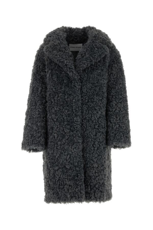 Dark grey Camille Cocoon eco fur coat - 1