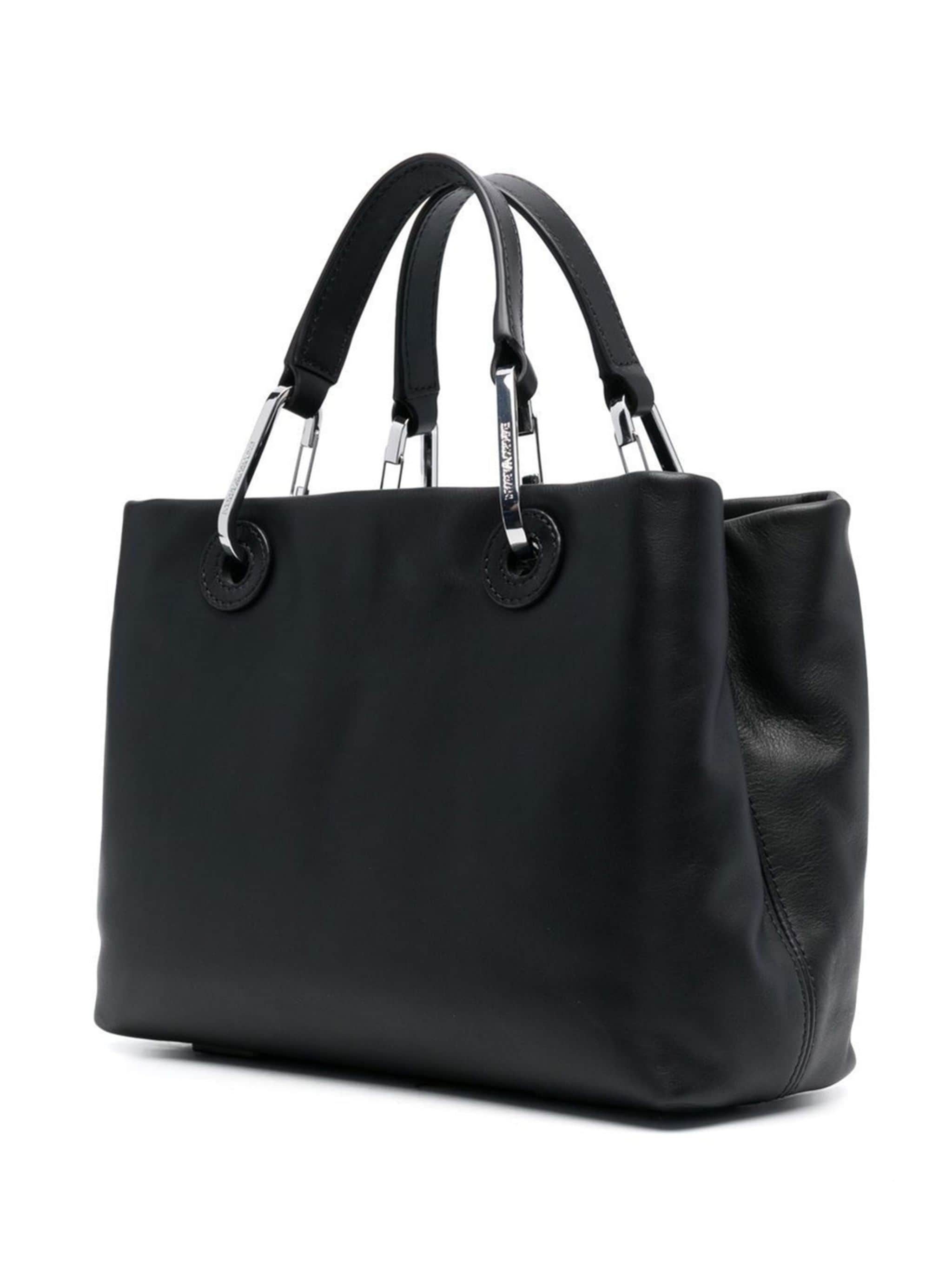 logo-plaque leather tote bag - 3