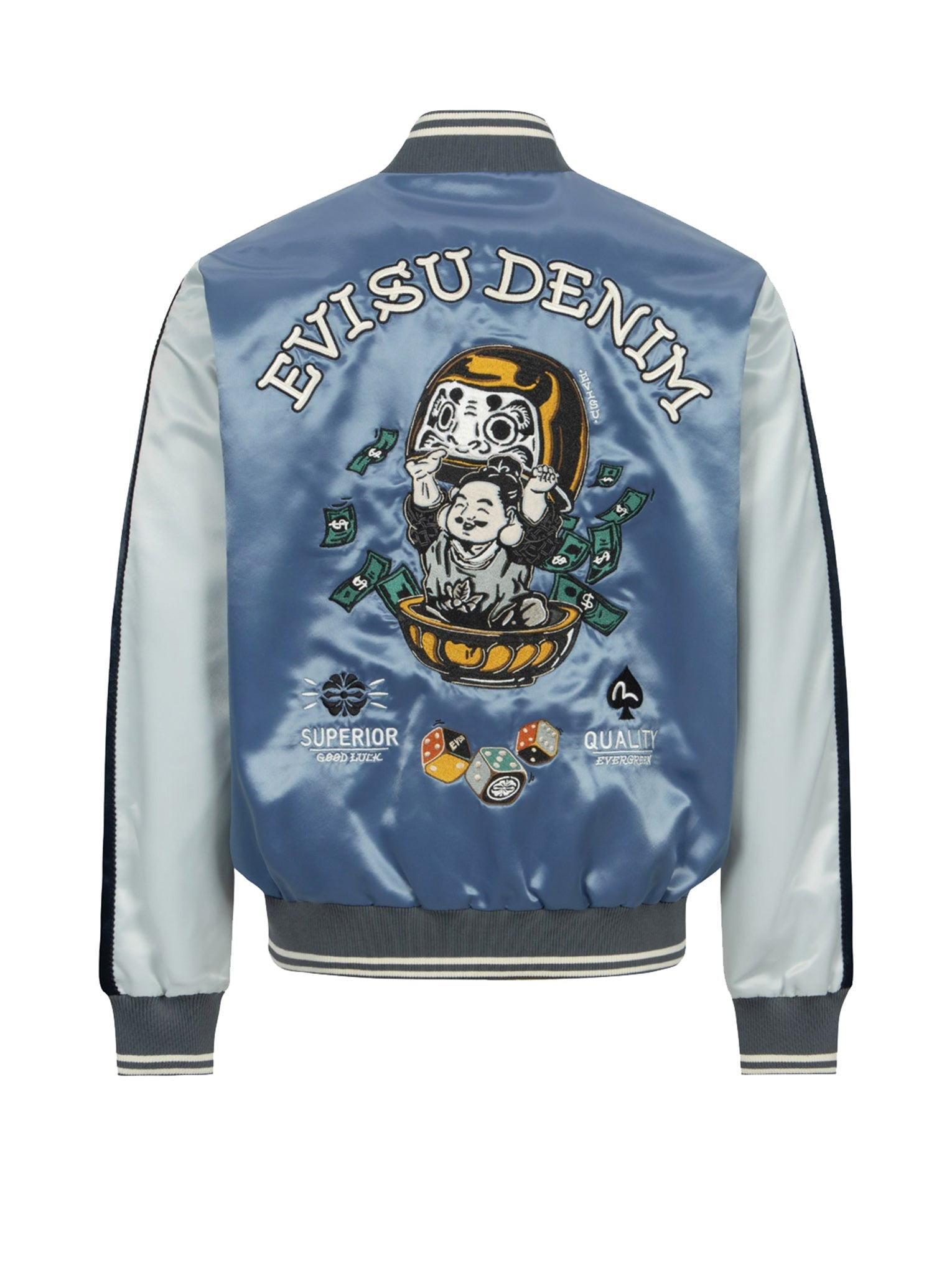 PLAYFUL GODHEAD AND DARUMA EMBROIDERY RELAX FIT SOUVENIR JACKET - 12