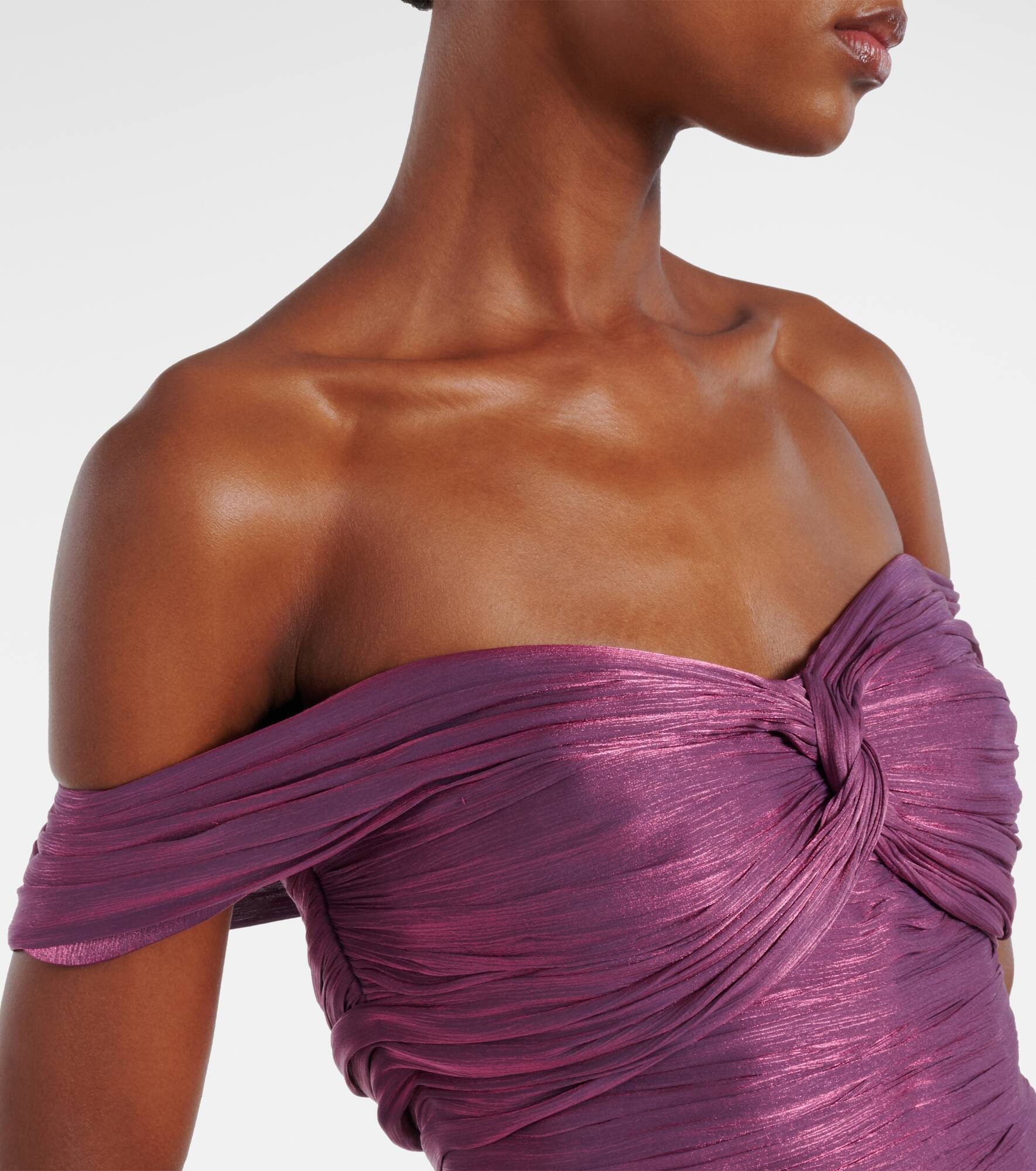 Ruched off-shoulder gown - 4