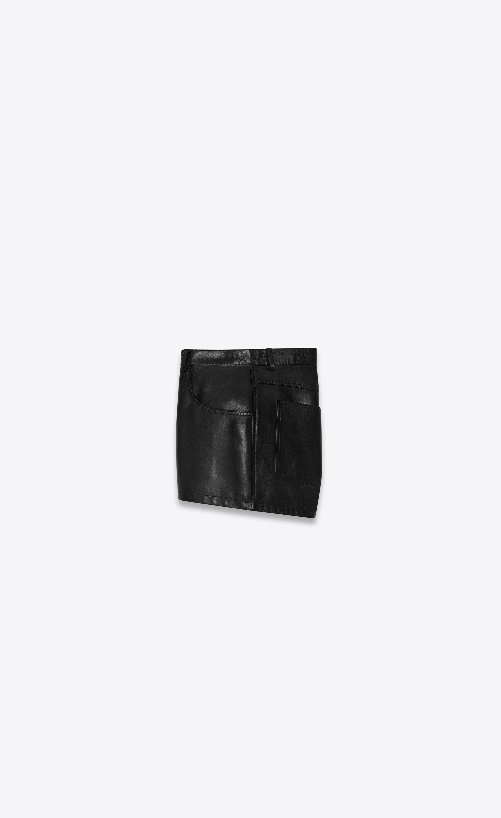 mid-rise shorts in waxed lambskin - 2