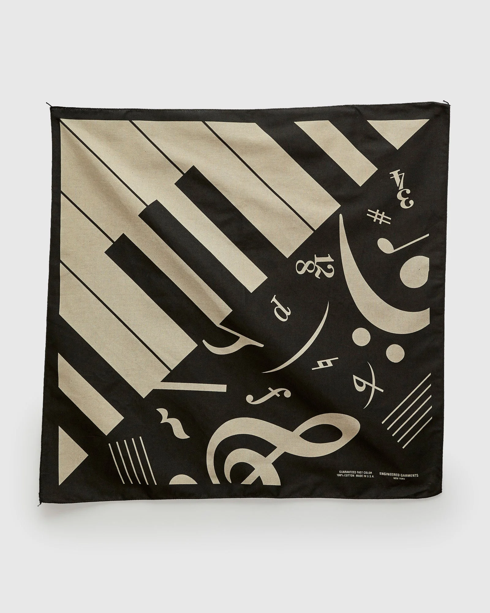 Printed Bandana in Black Piano - 1
