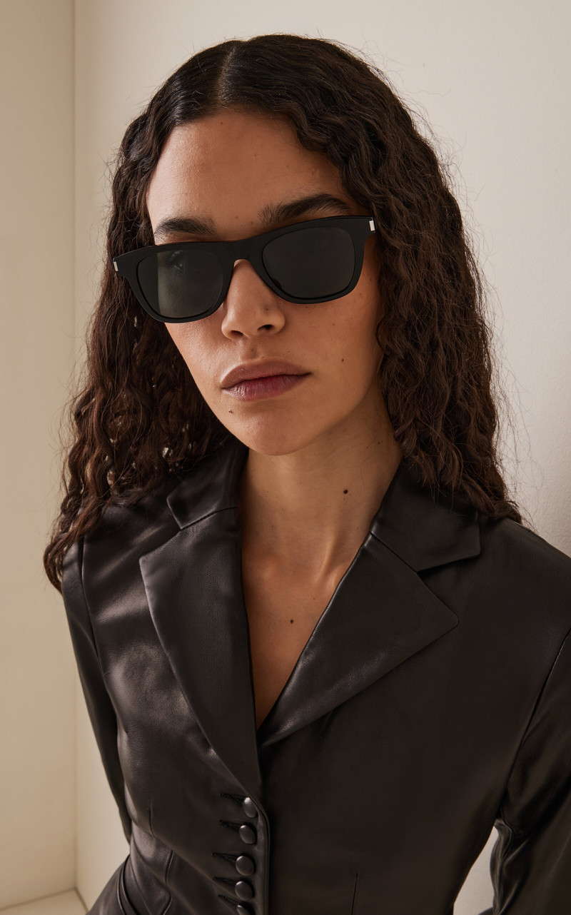 SAINT LAURENT Square-Frame Acetate Sunglasses black outlook