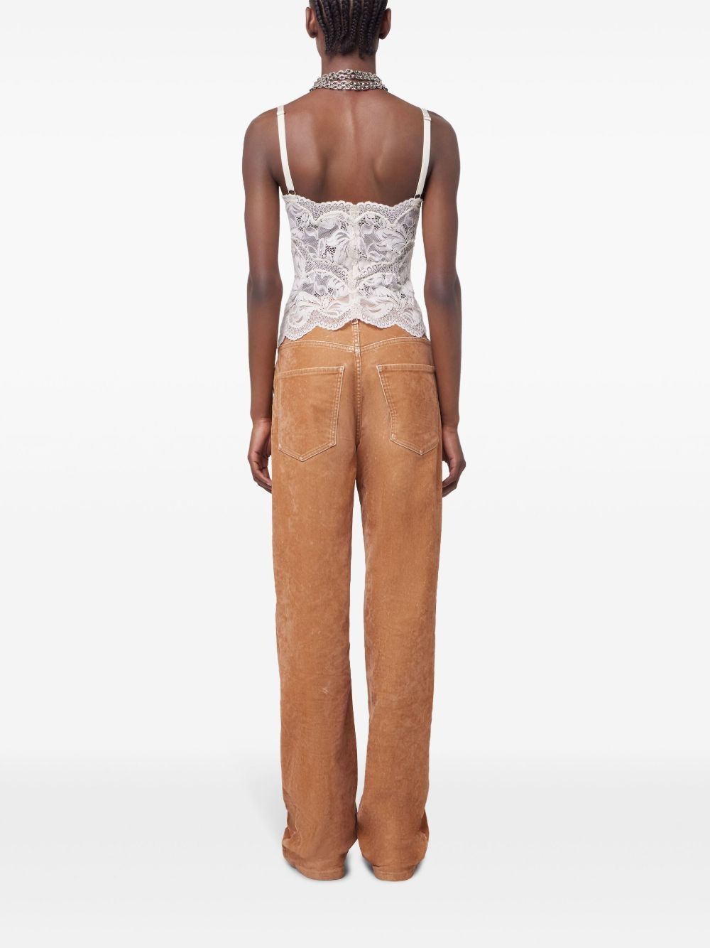 contrast-stitching straight trousers - 4