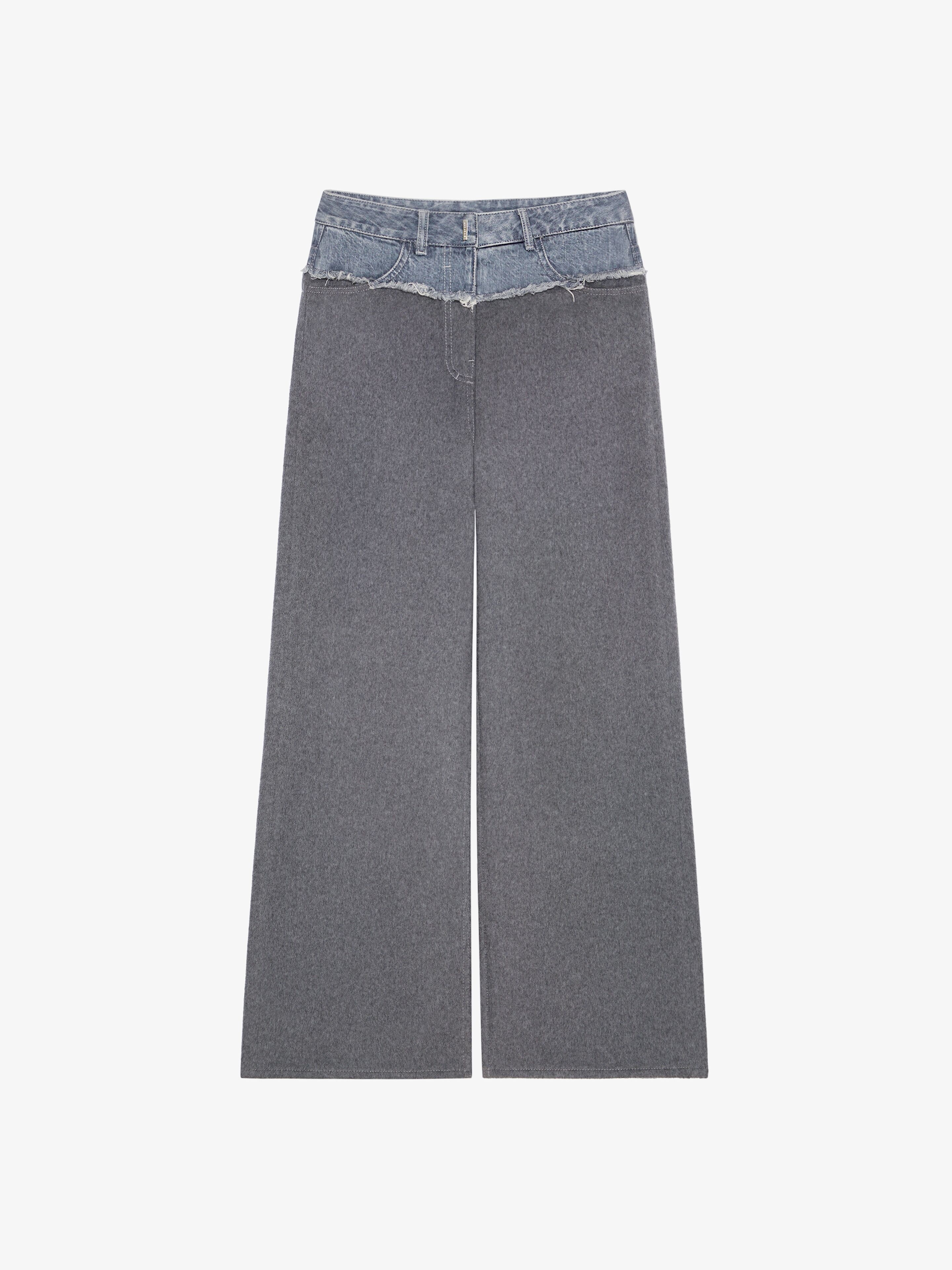 OVERSIZED JEANS IN MIXED DENIM AND FLANNEL - 1