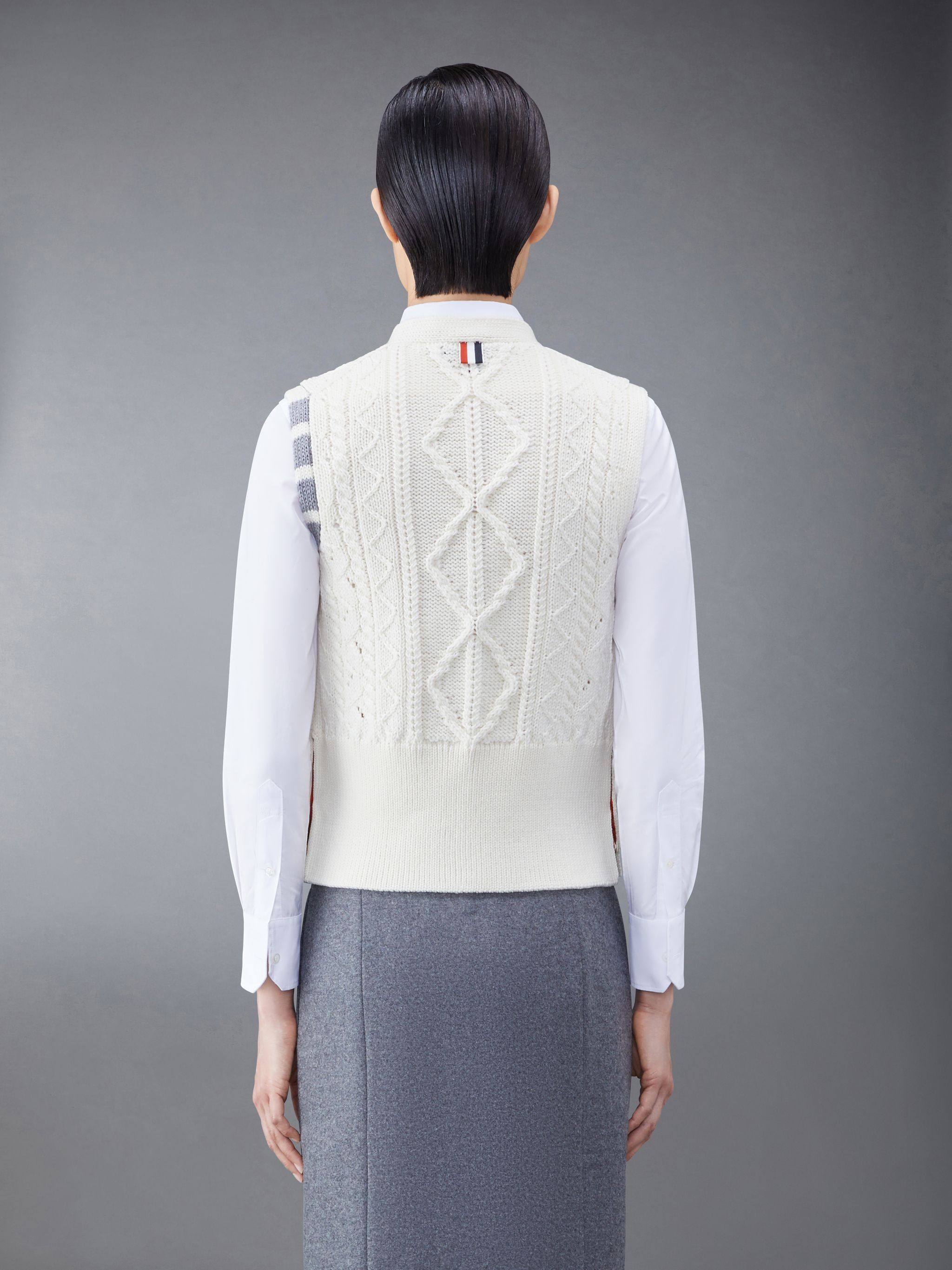 Aran Cable Merino 4-Bar Cardigan Vest - 2