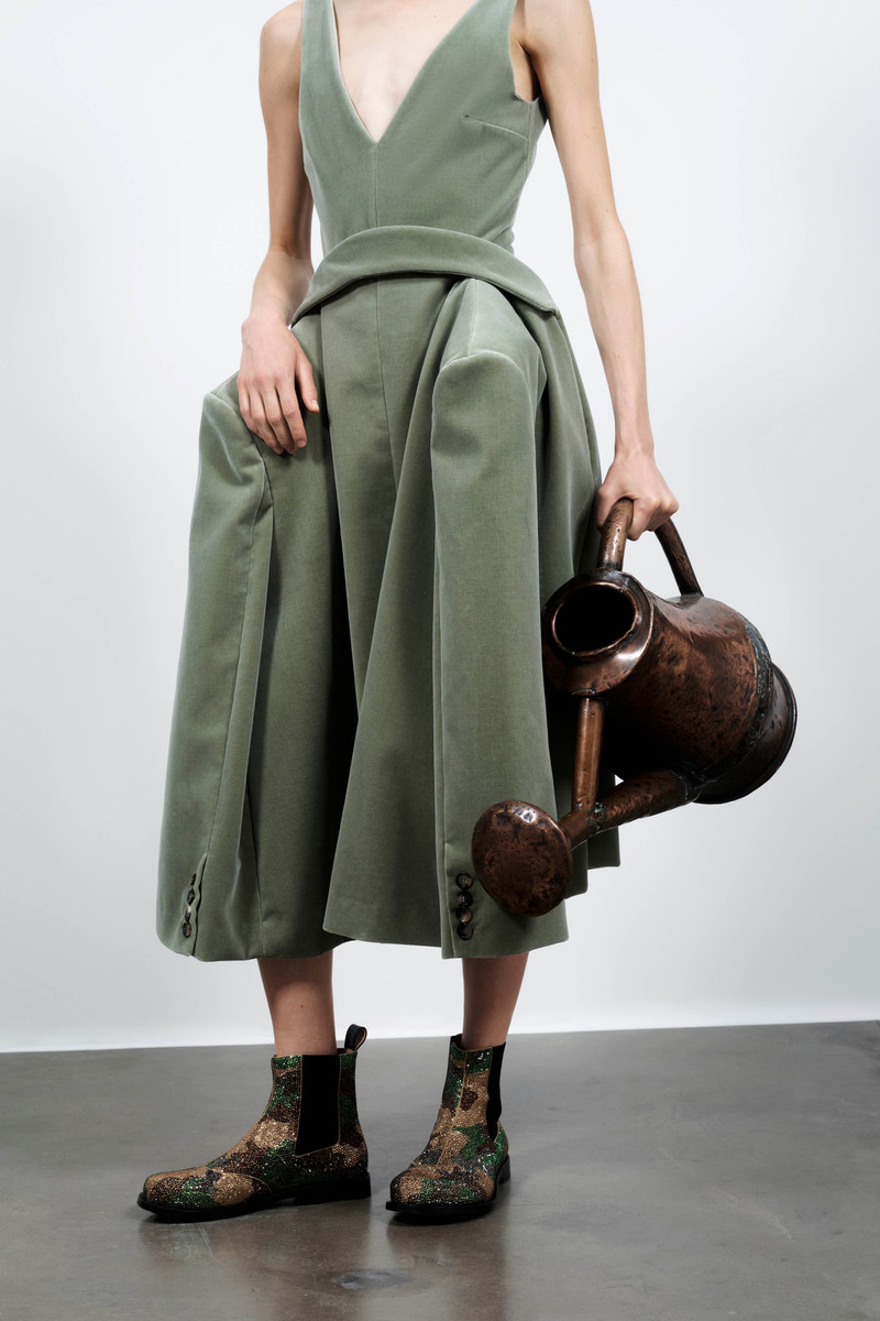 WOMENS STRUCTURED DRESS IN ARTICHOKE 4