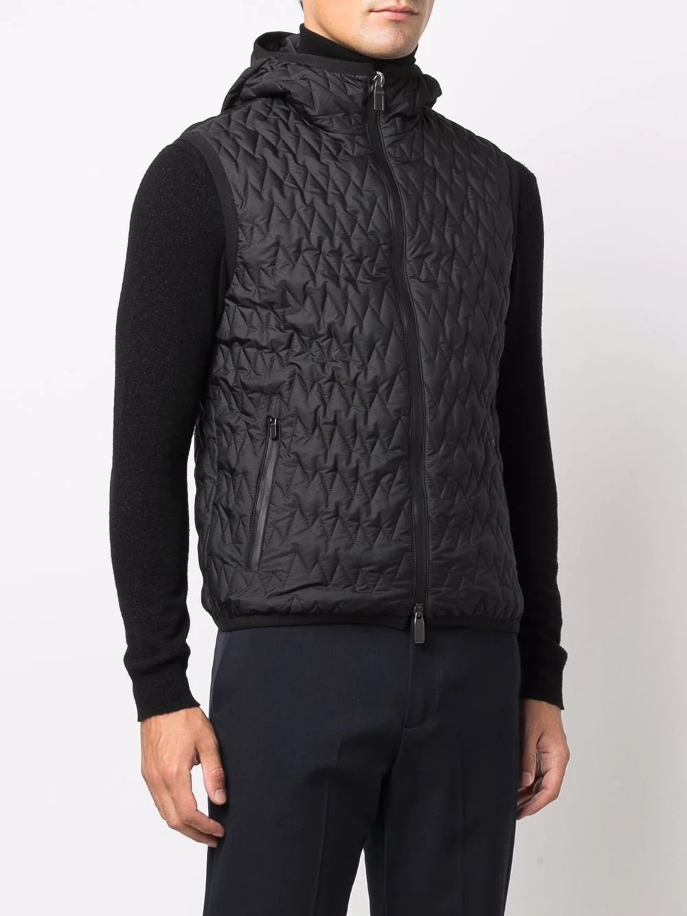 quilted hooded gilet - 3