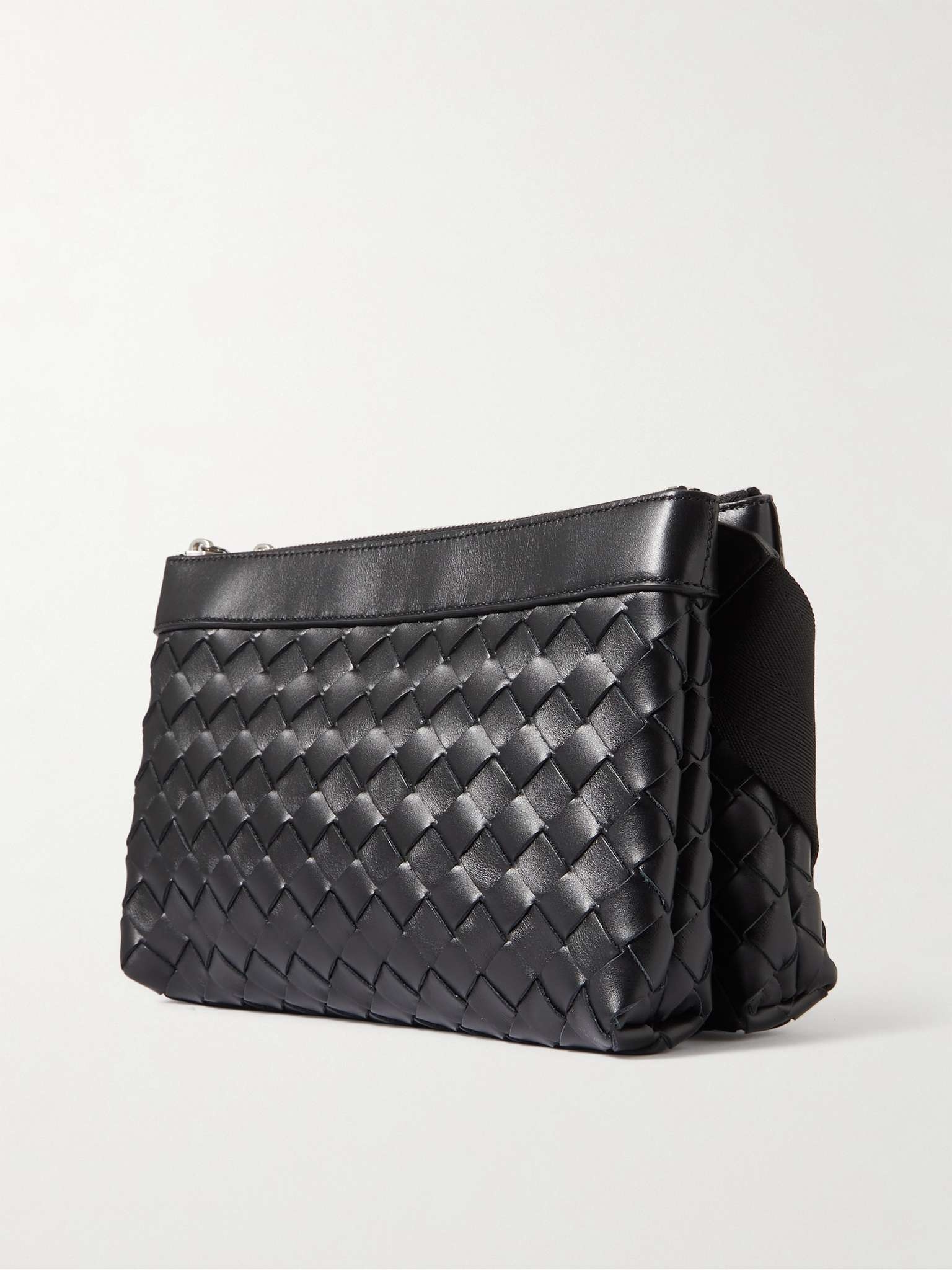 Black Hidrology Intrecciato-leather cross-body bag, Bottega Veneta