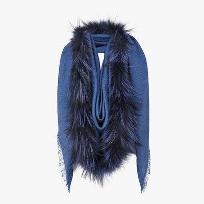 FENDI Blue silk and wool shawl outlook