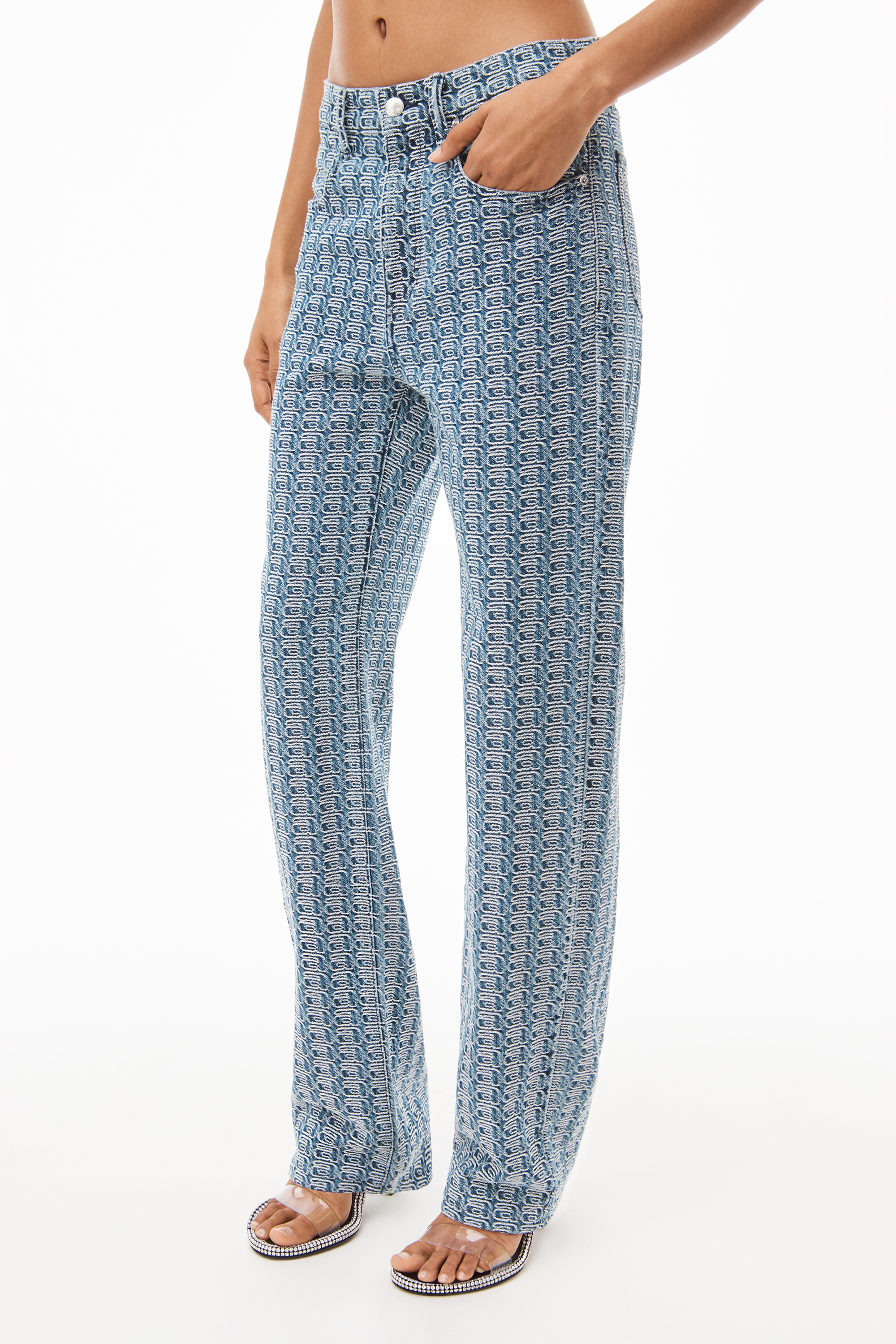 MID RISE JEAN IN LOGO JACQUARD DENIM - 3