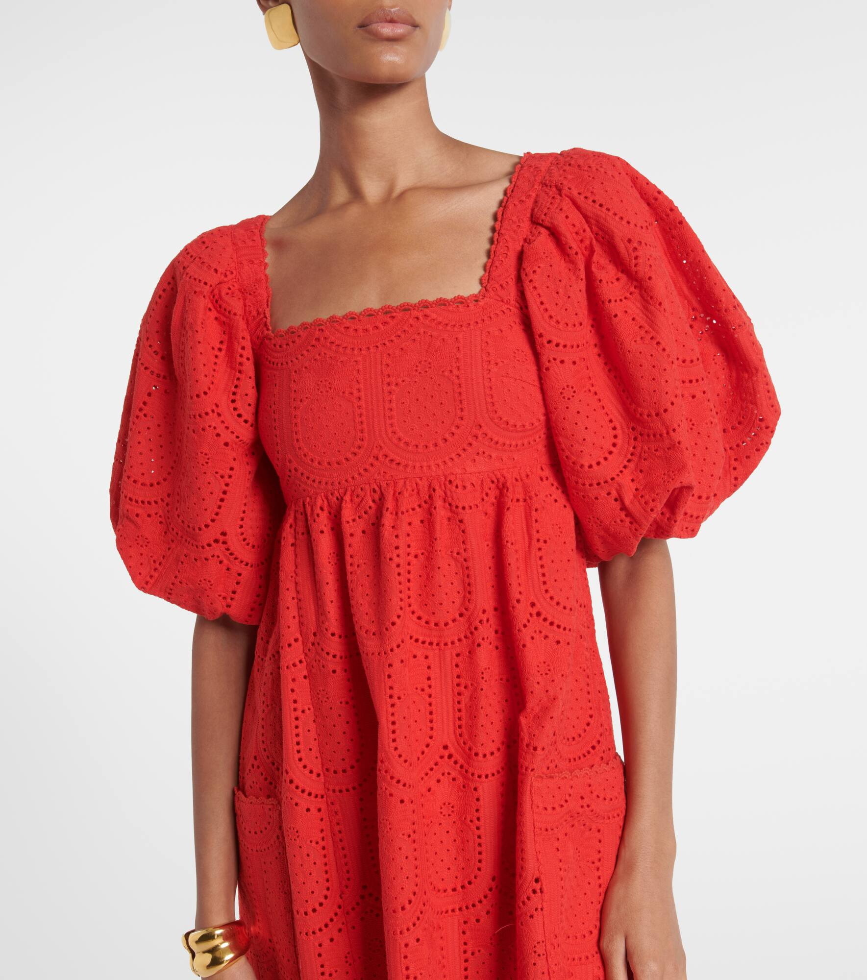Broderie anglaise cotton midi dress - 4