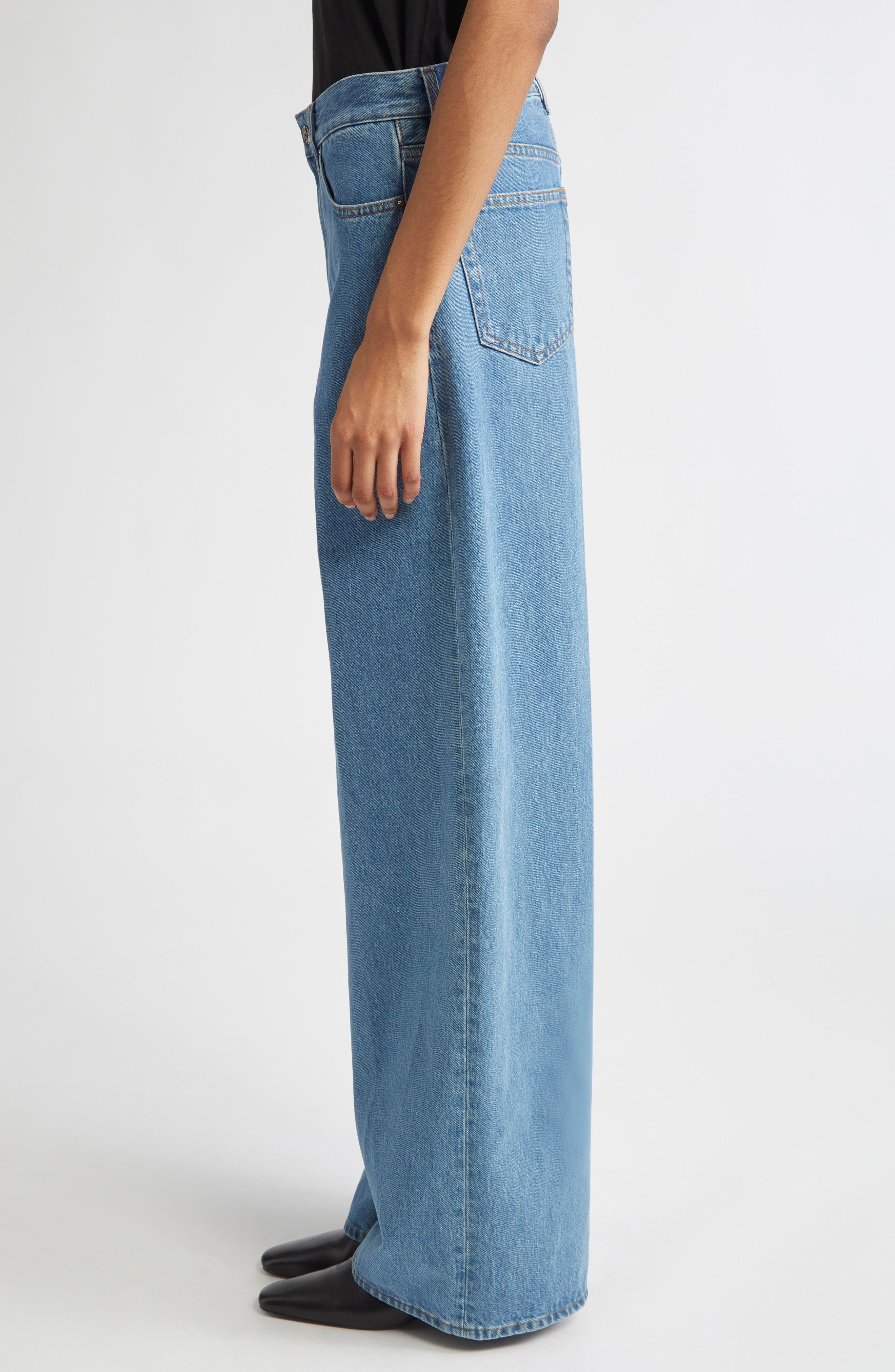 TOTEME Wide Leg Organic Cotton Jeans in Vibrant Blue at Nordstrom - 4