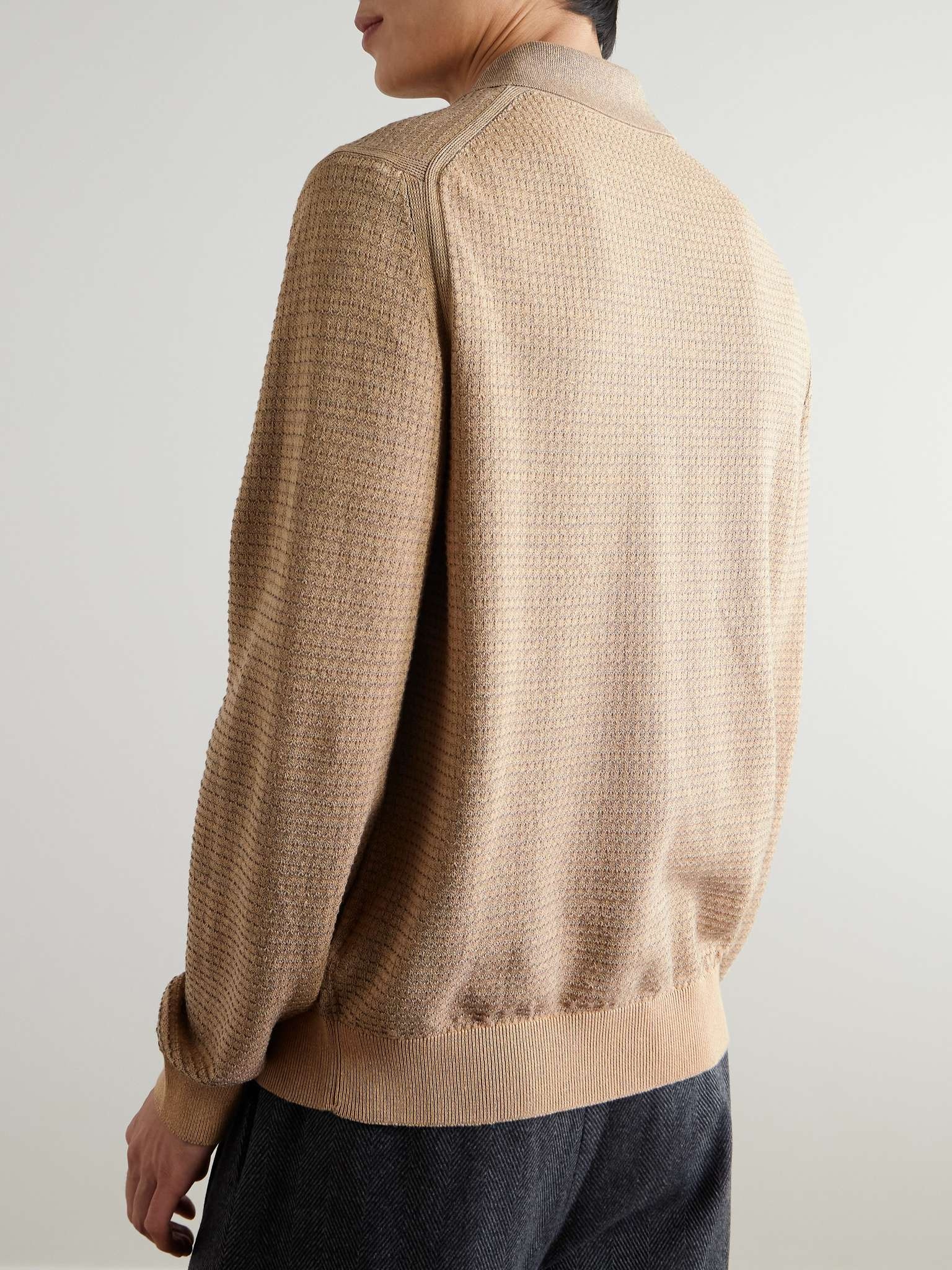 Waffle-Knit Cotton and Linen-Blend Cardigan - 3