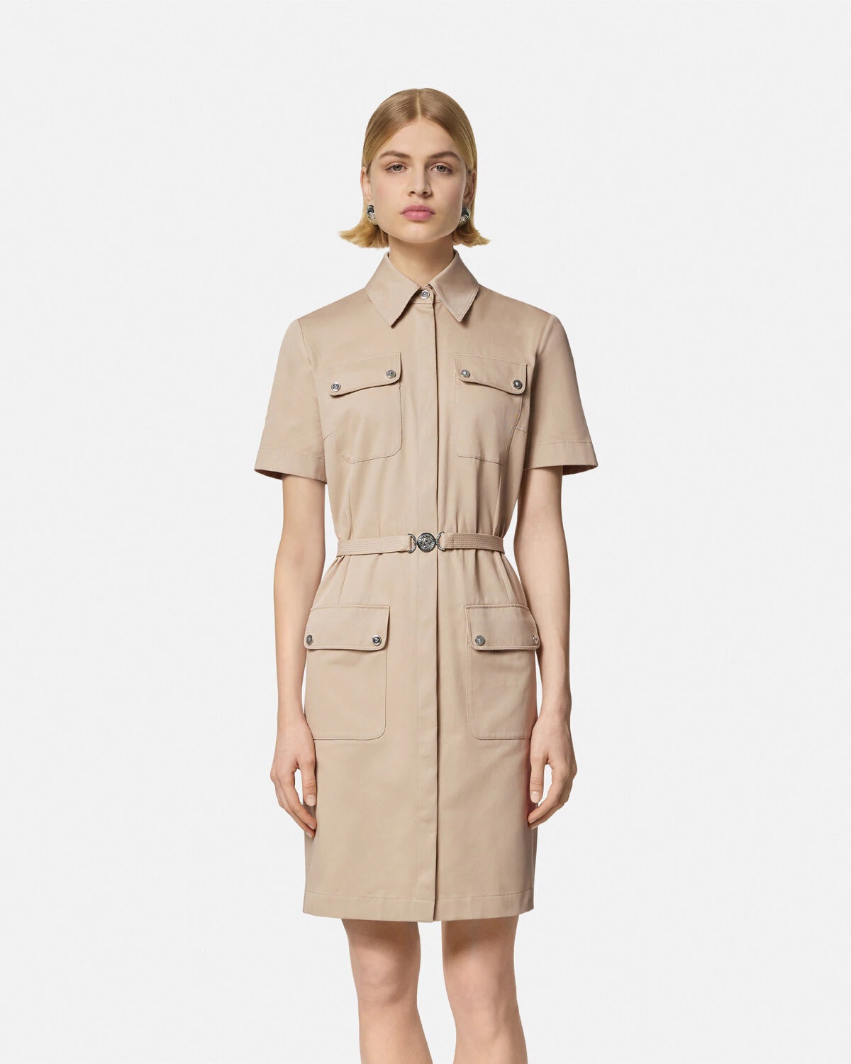 Cargo Gabardine Mini Shirt Dress - 4