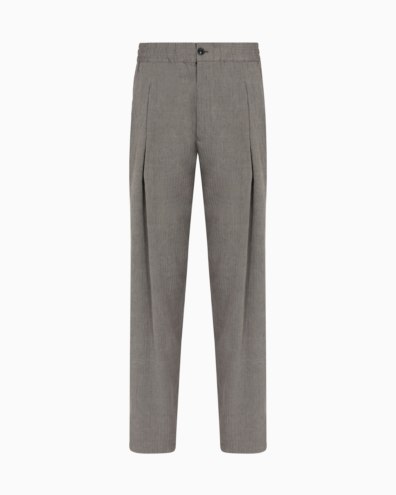 LINEN AND VISCOSE CANVAS SINGLE-PLEAT TROUSERS - 1