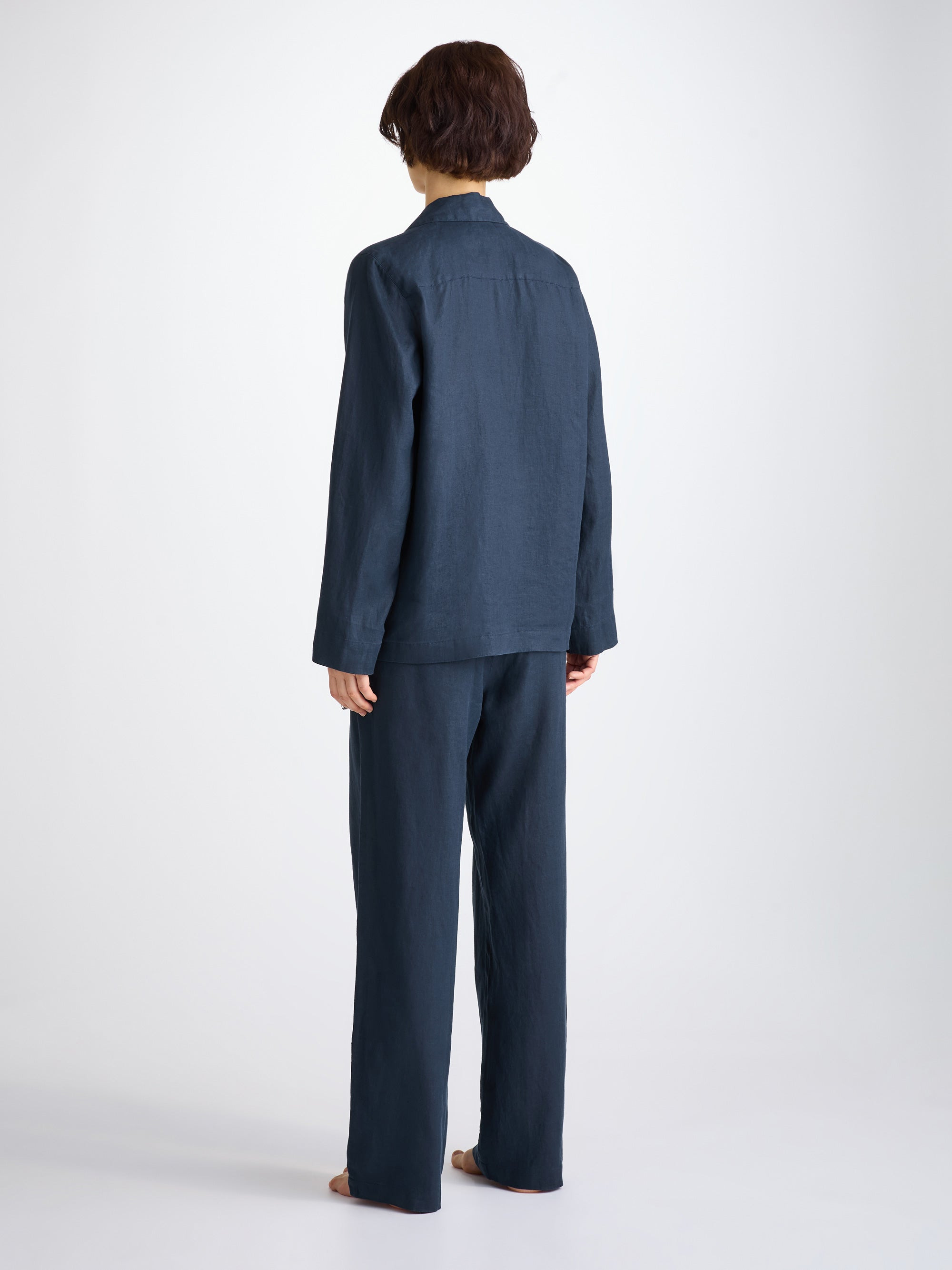 Women's Pajamas Sicily Linen Navy - 4