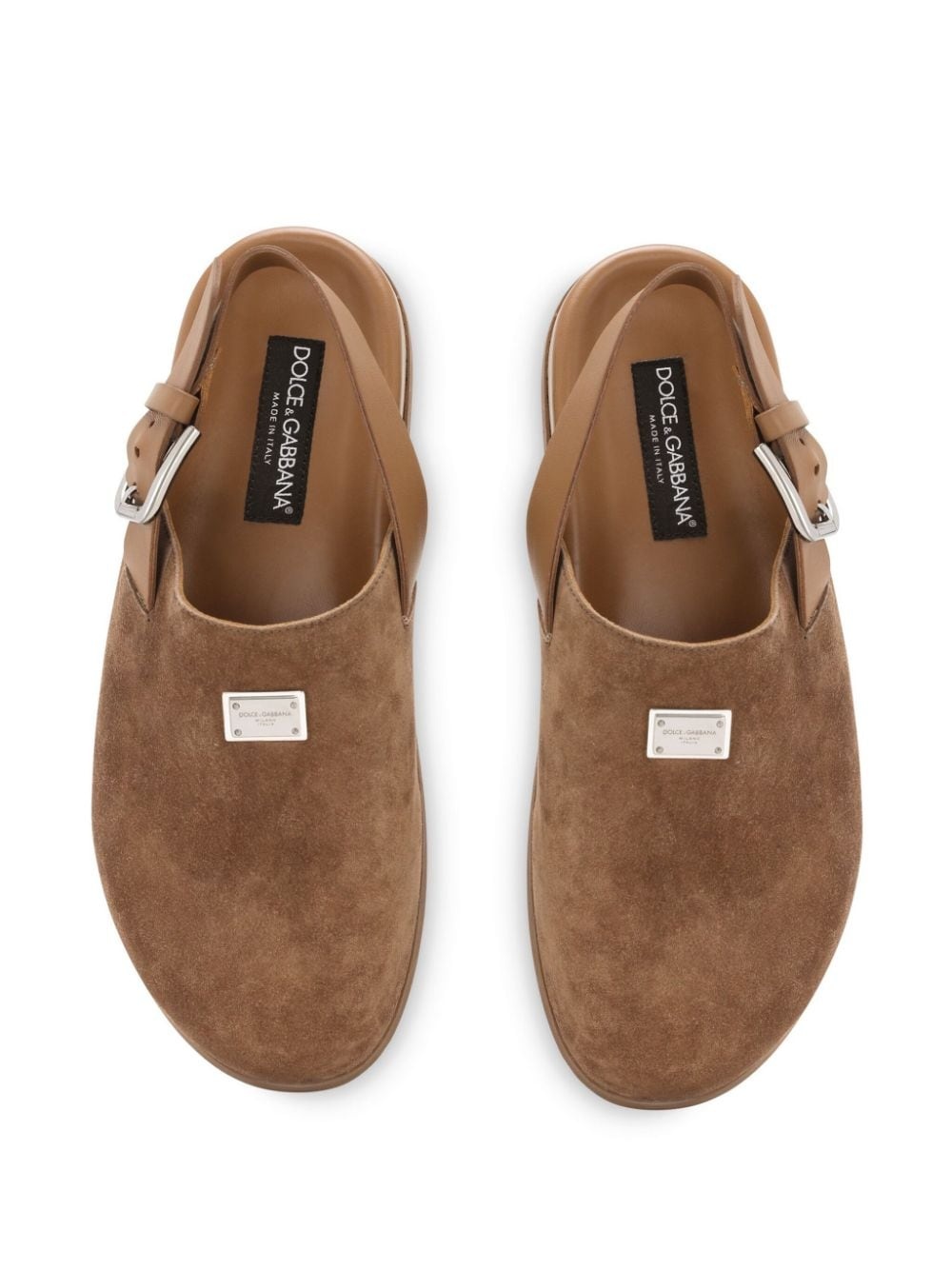 logo-plaque suede mules - 4