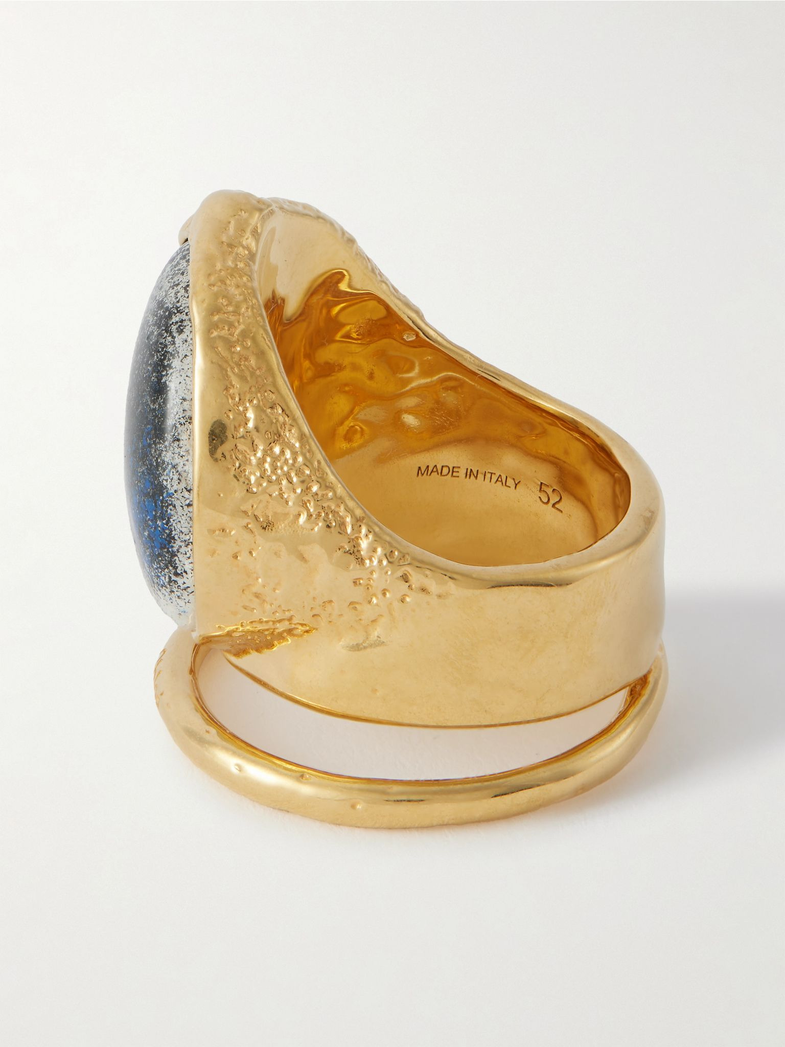 Hammered gold-tone and resin ring Gold - 3