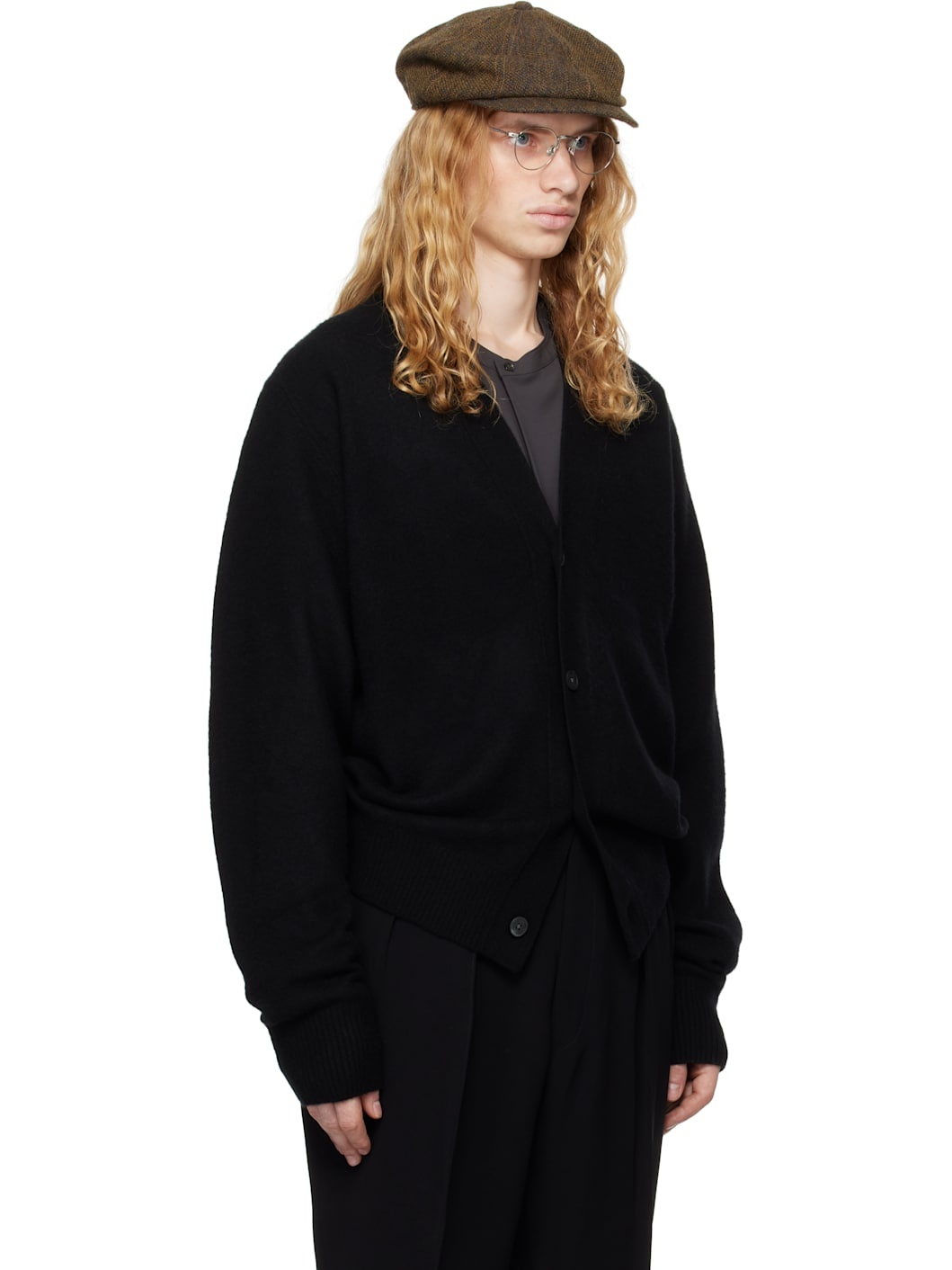 Black Oneside Raglan Sleeve Cardigan - 2