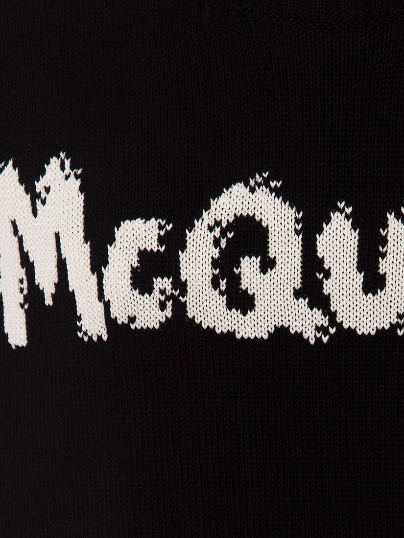 Men's McQueen Graffiti Crew Neck Sweater in Black - 5