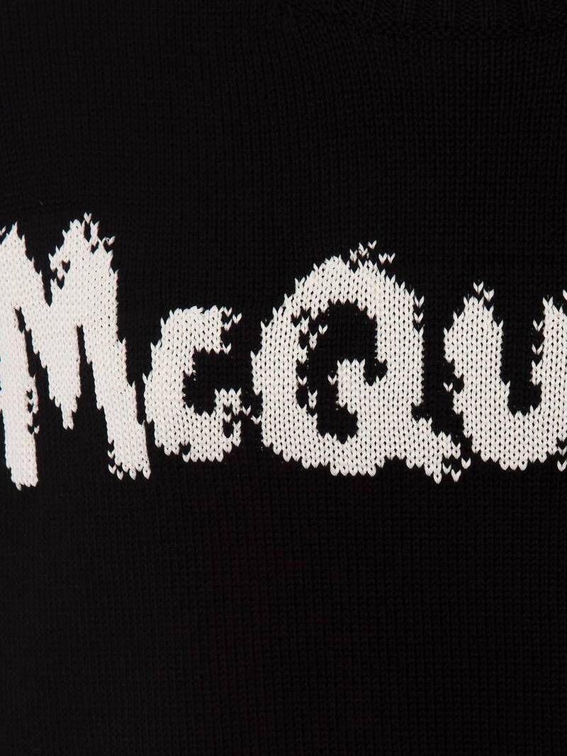 Men's McQueen Graffiti Crew Neck Sweater in Black 5