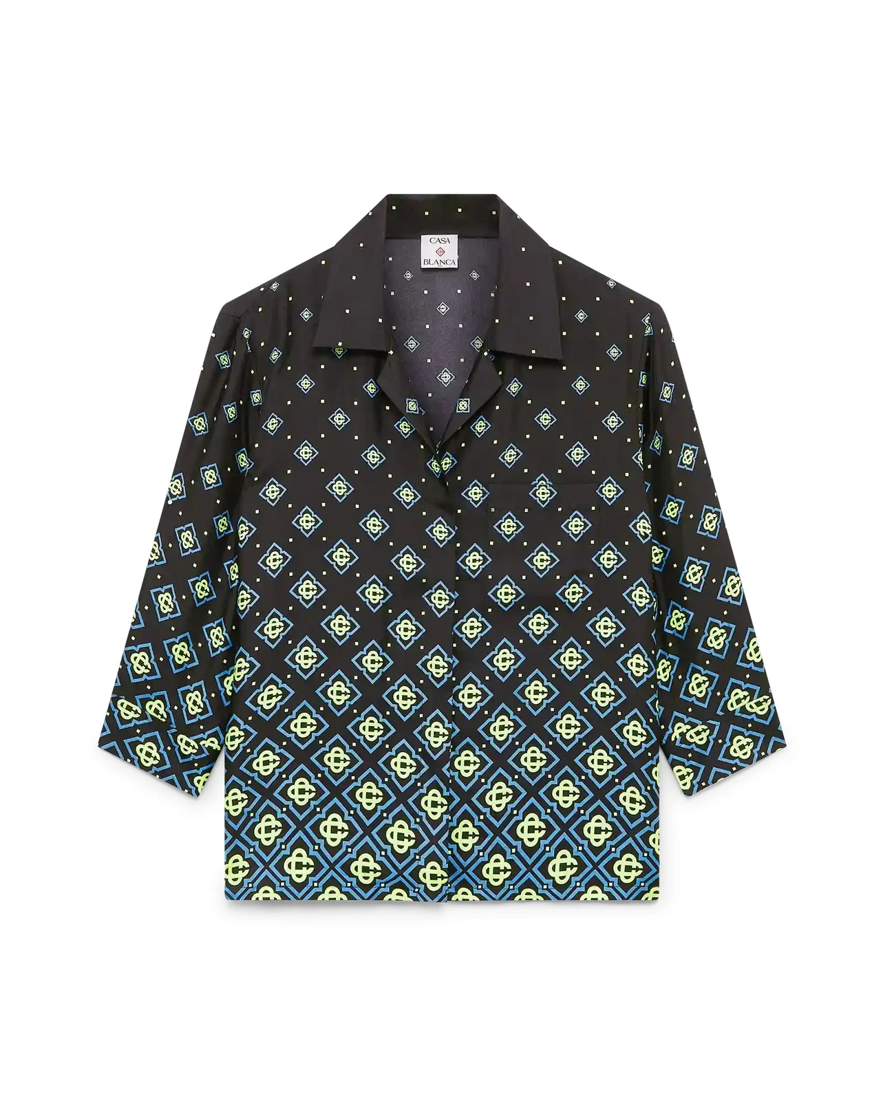Degrade Monogram Long Sleeve Silk Shirt - 1