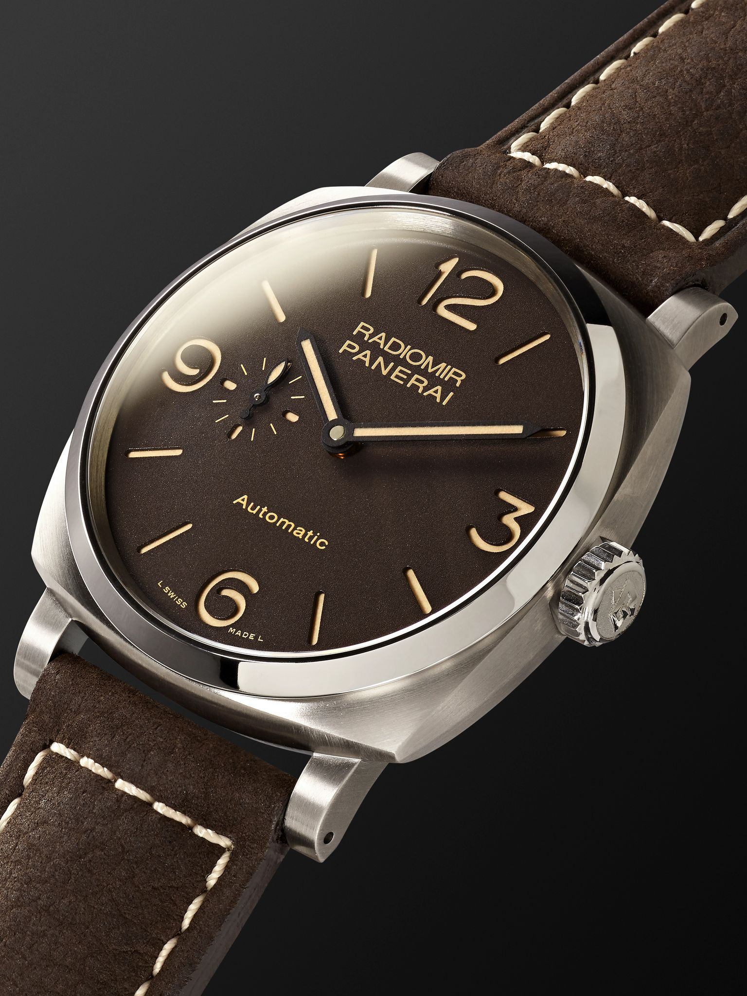 Radiomir 1940 3 Days Automatic Titanio 45mm Titanium and Leather Watch, Ref. No. PAM00619 Brown - 4