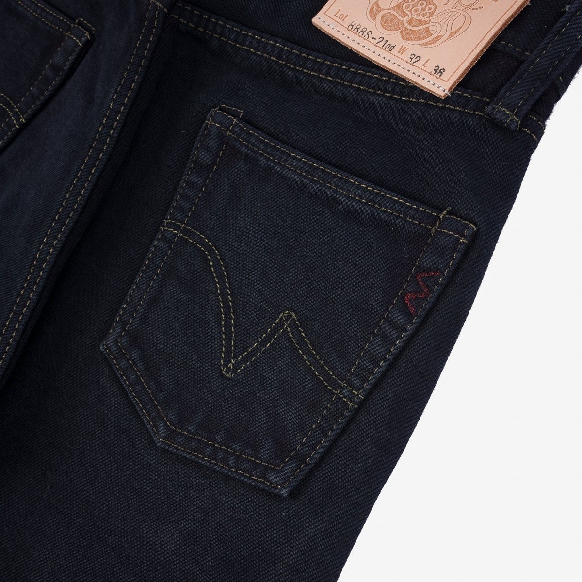 IH-888s-21od 21oz Selvedge Denim Medium/High Rise Tapered Cut Jeans Indigo Overdyed Black - 5