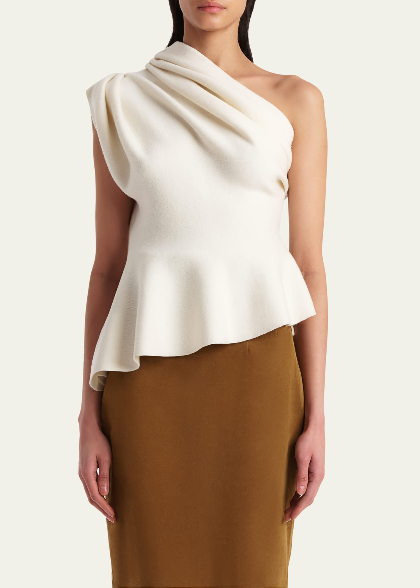 Aimee Draped One-Shoulder Peplum Top - 4