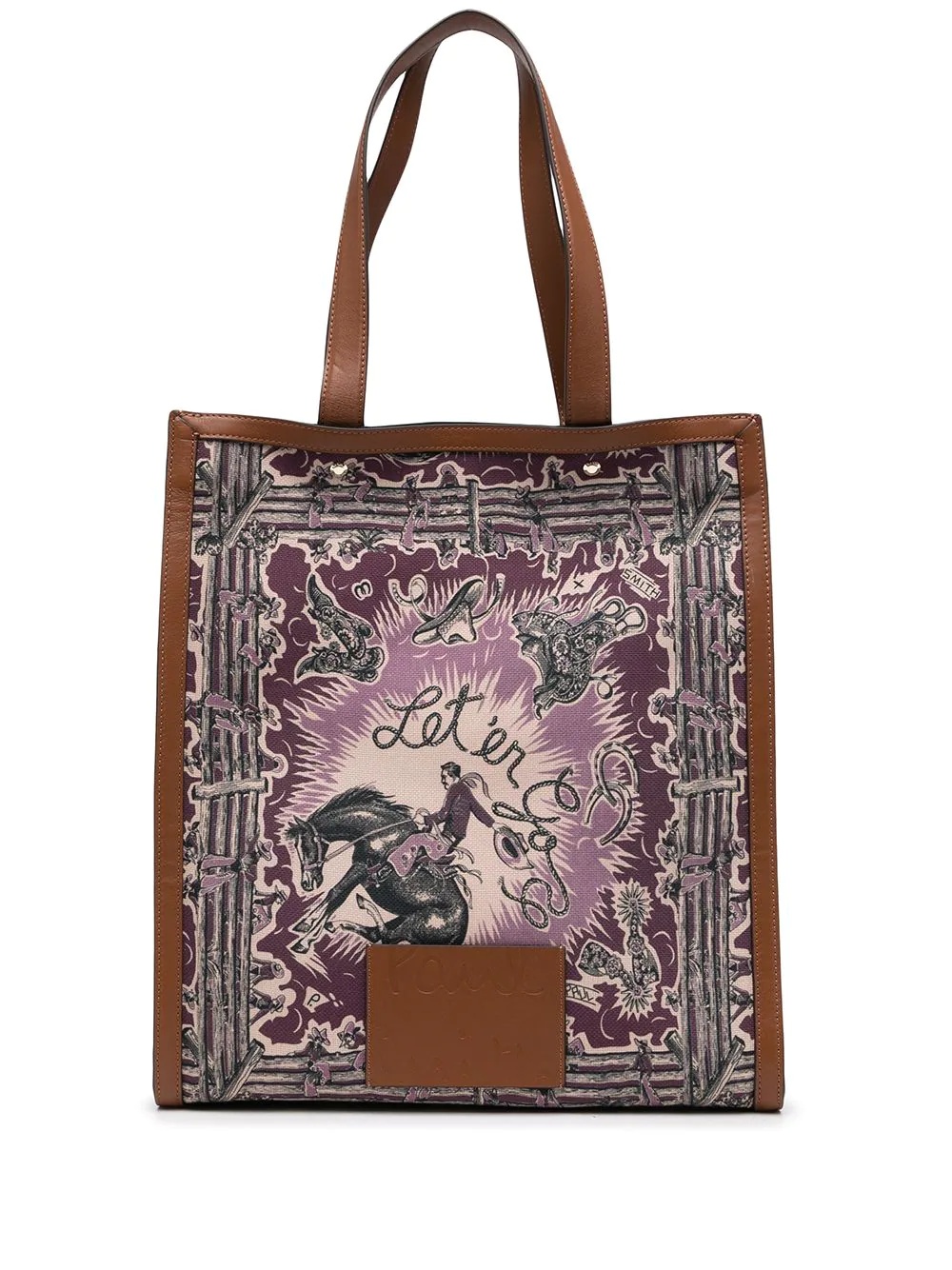 graphic-print leather tote bag - 1