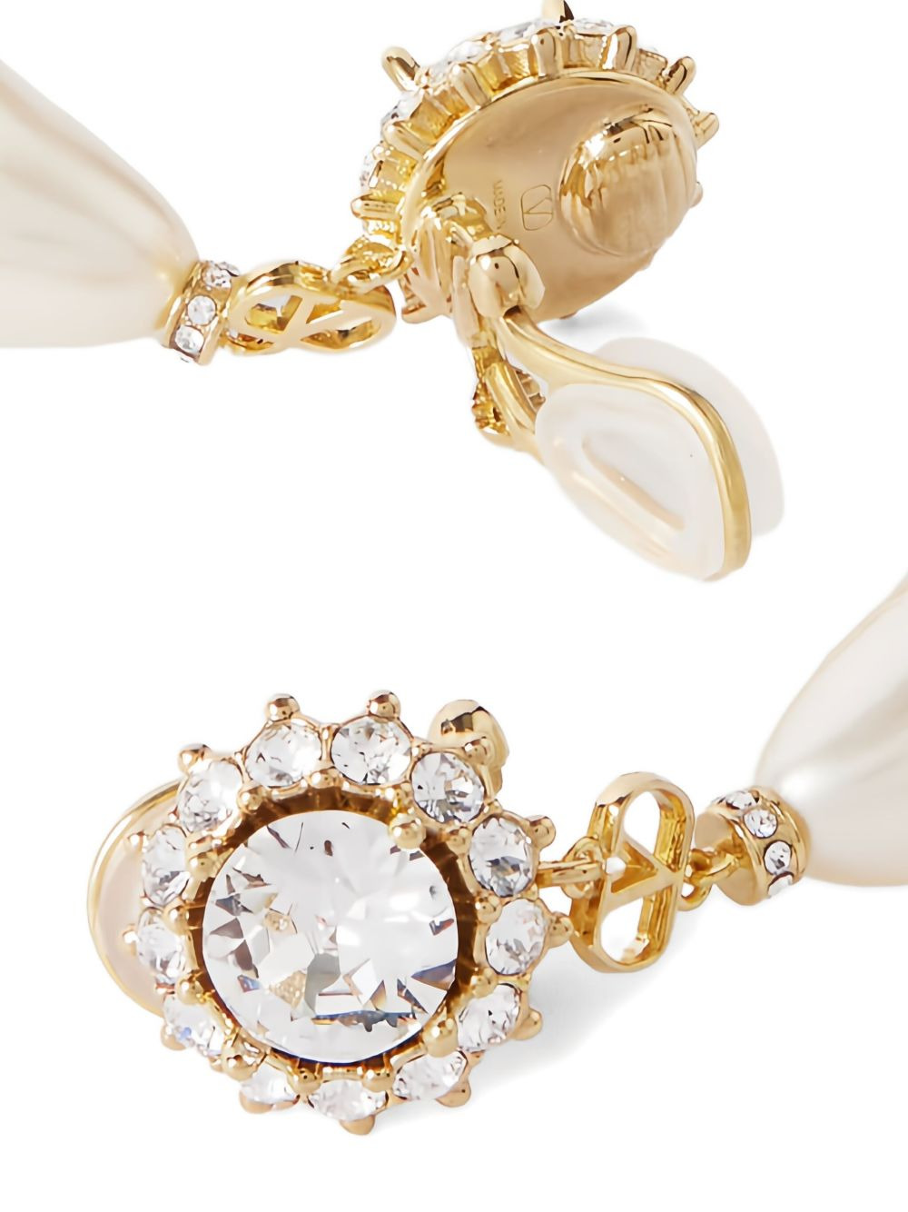 VLogo Signature crystal-embellished pearl earrings - 3