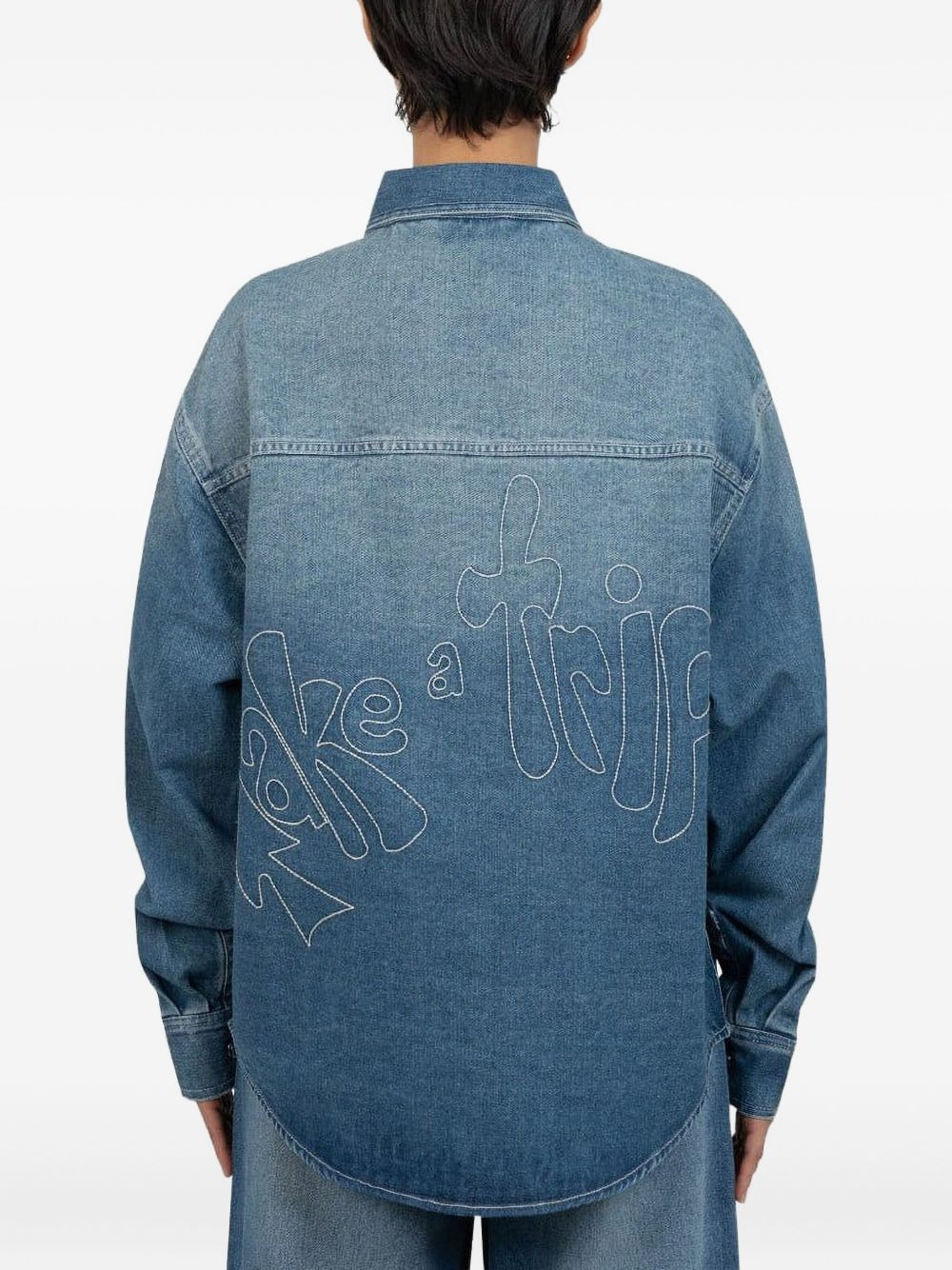 patch-pockets denim shirt - 3
