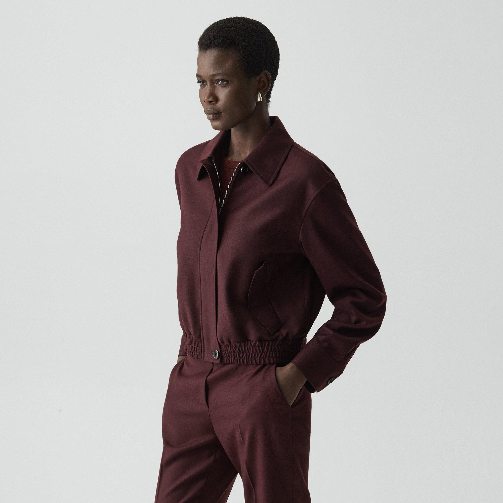 Cropped Track Jacket in Sleek Flannel - 3