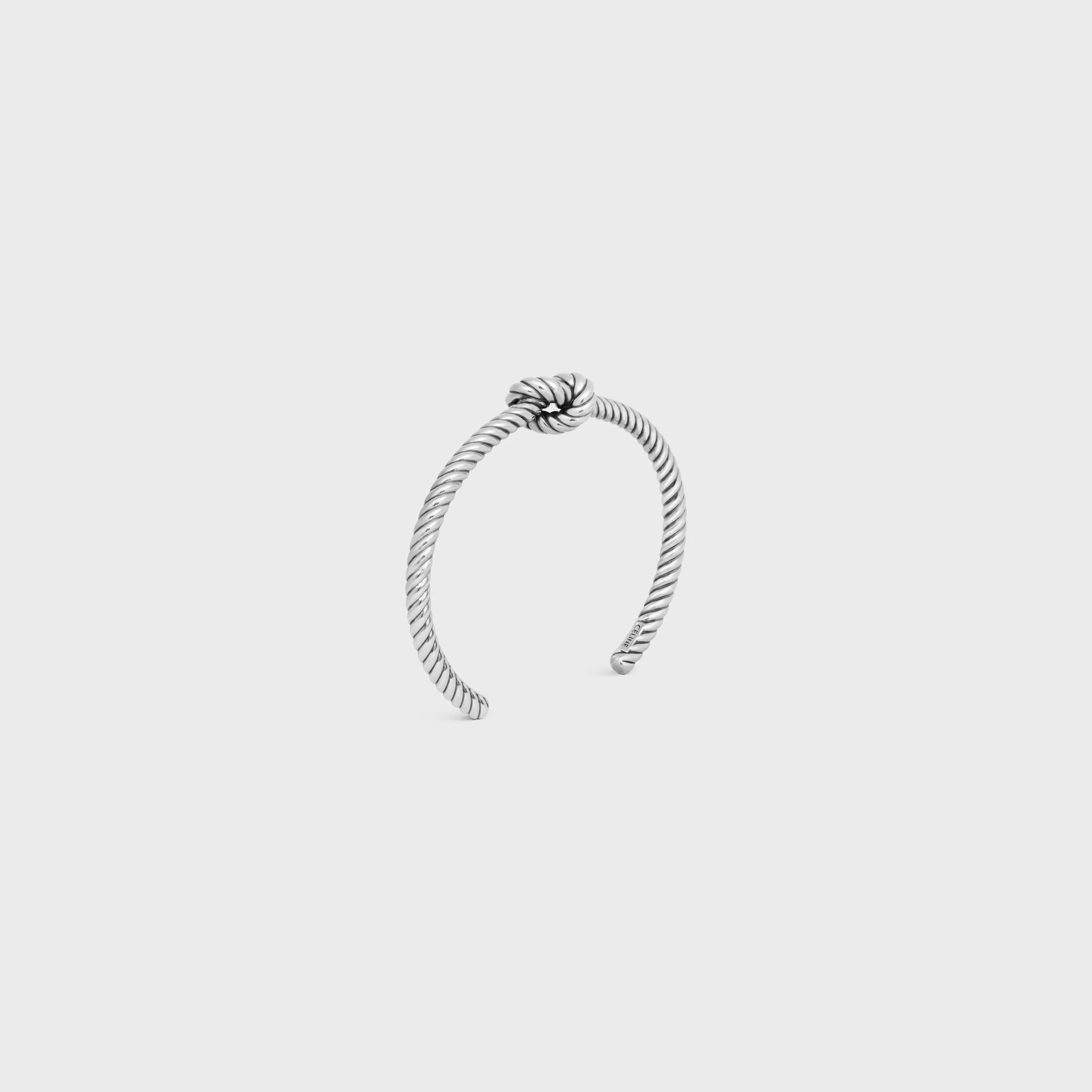 Knot Cord Patterned Cuff in Brass with Rhodium Finish - 1