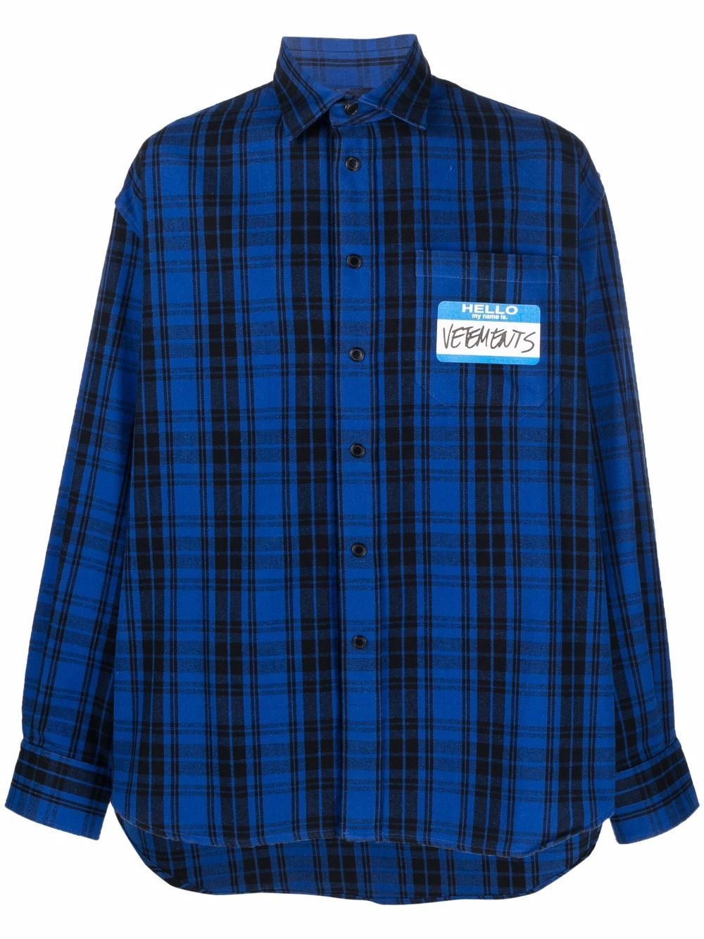 logo-patch check-print shirt - 1