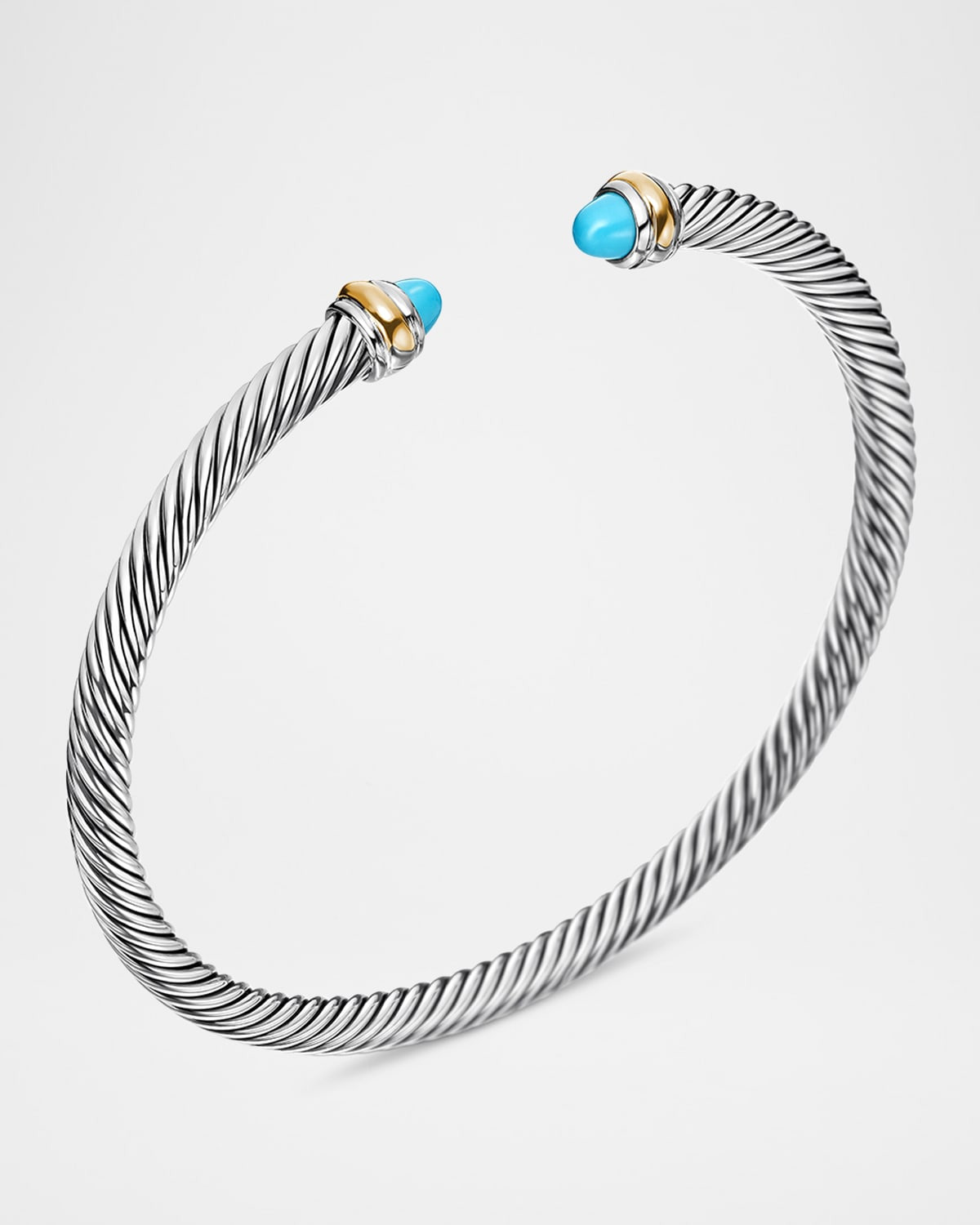 Cable Bracelet with Gemstone in Silver with 18K Gold, 4mm - 3