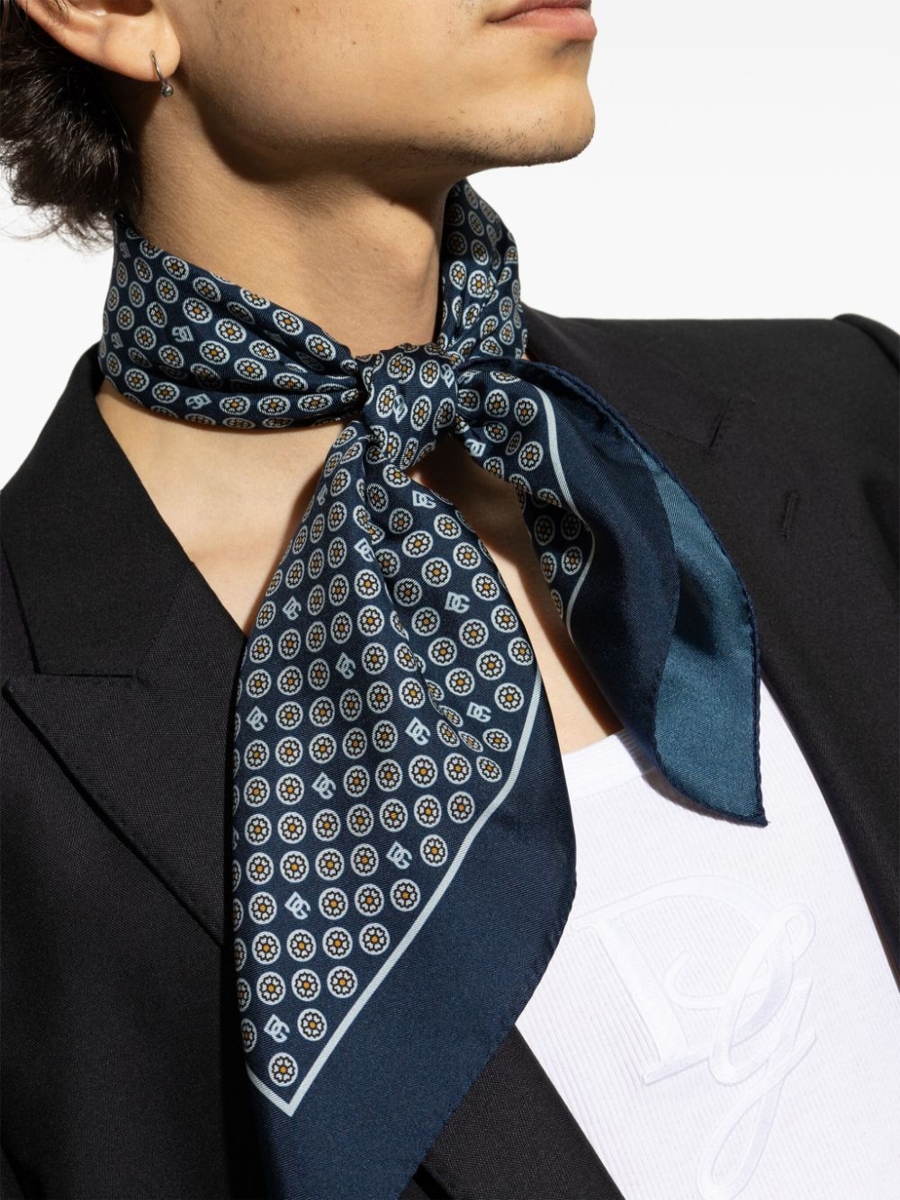 floral-pattern silk scarf - 4
