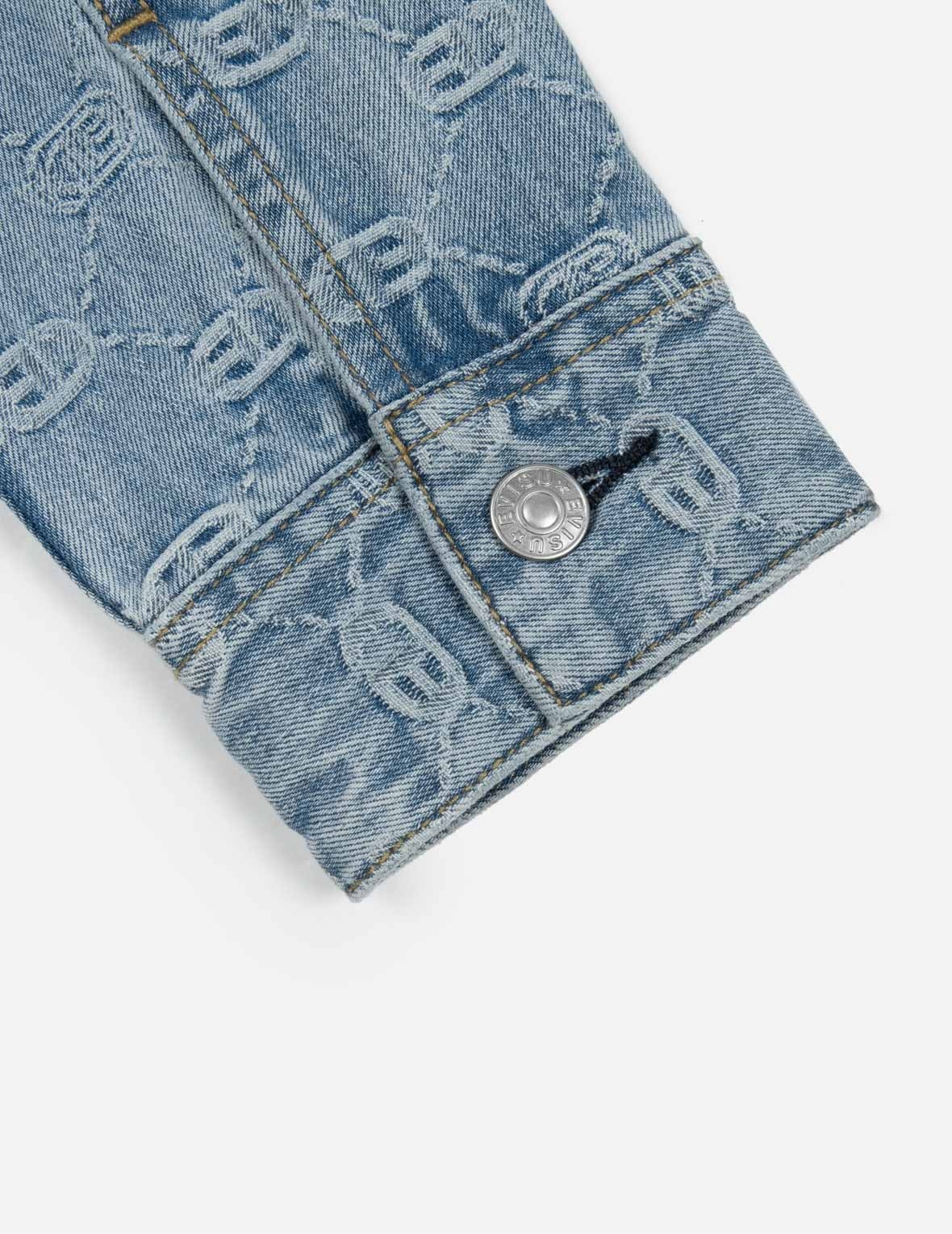ALLOVER LOGO AND SEAGULL EMBROIDERY LOOSE FIT DENIM JACKET - 10