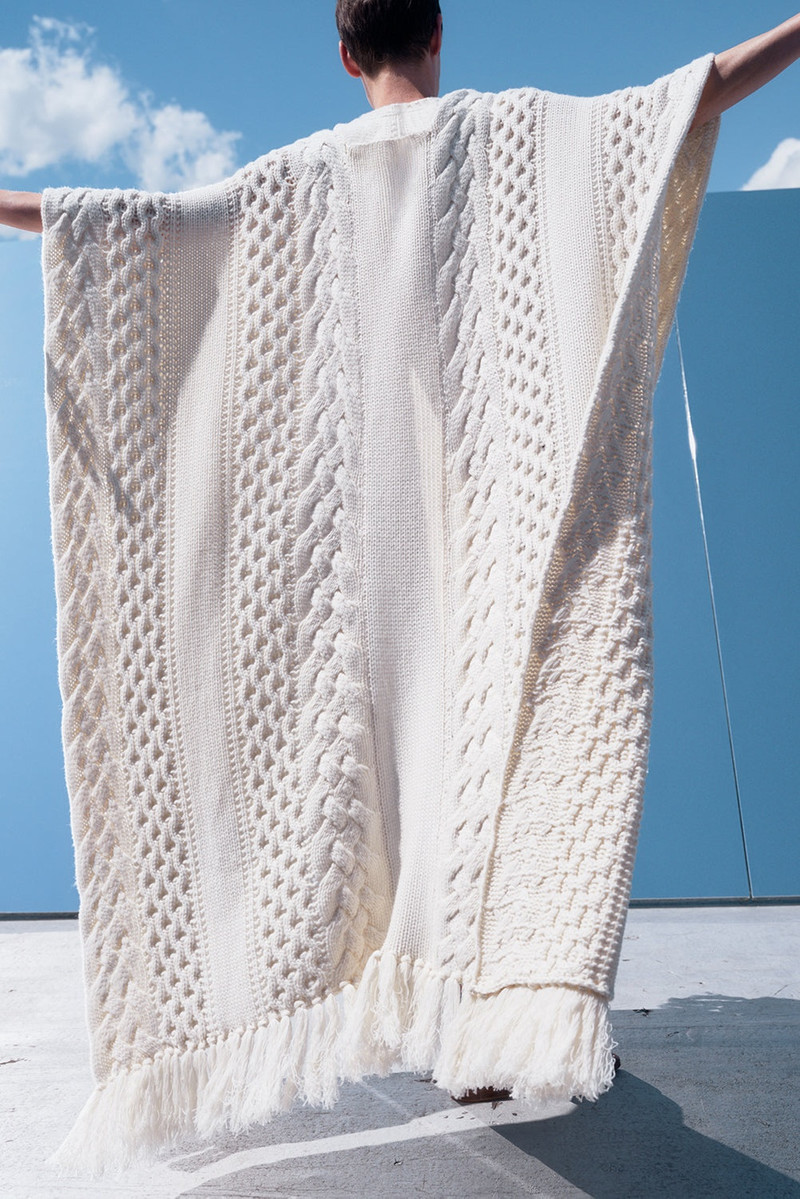 GABRIELA HEARST Alma Knit Poncho in Ivory Cashmere outlook